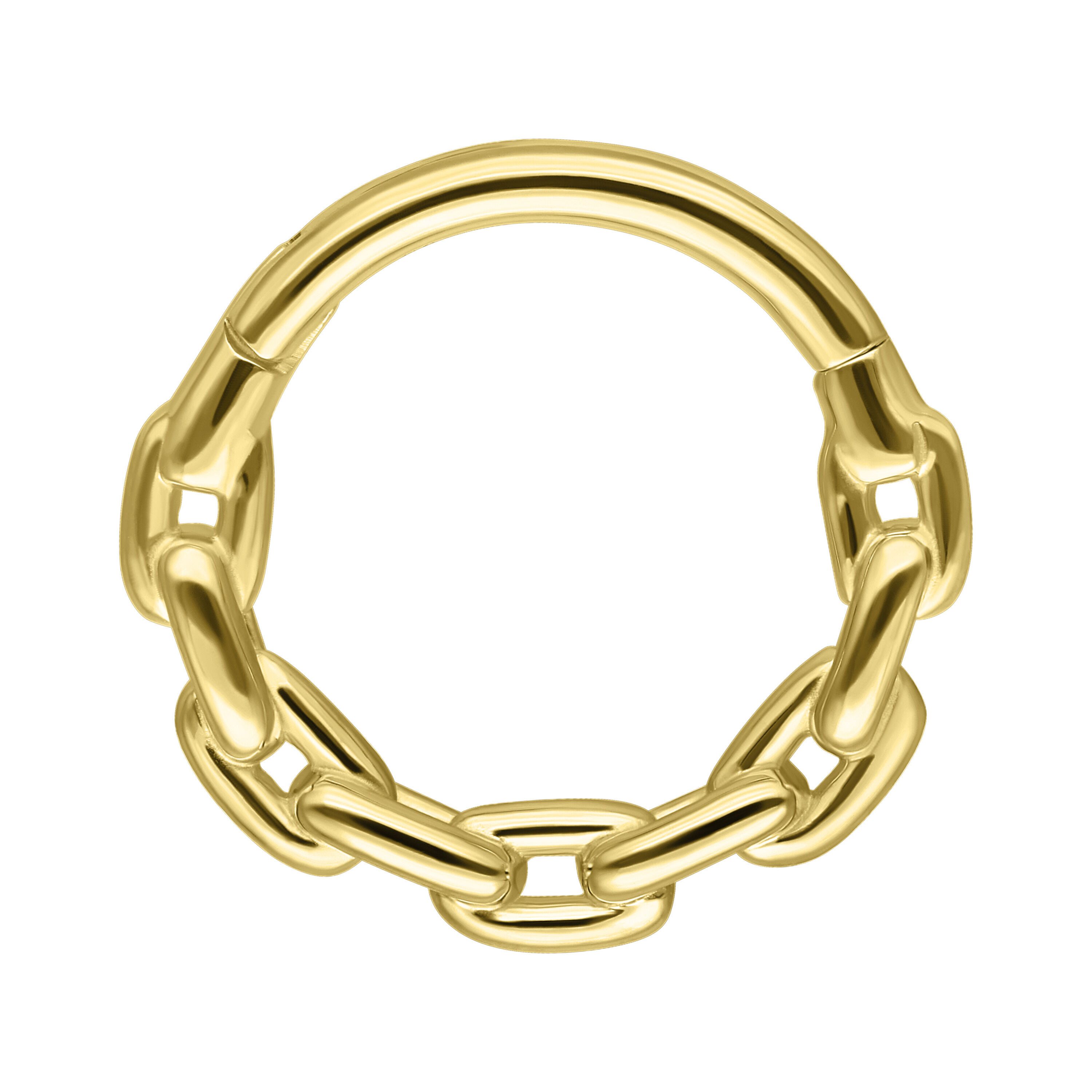 Wildcat Nasenpiercing 14K Gold Chain Ring für Ohr, Nase, Lippe, Bauchnabel, 1 Stück, 585er Gold - wasserfest, hautverträglich, Gold