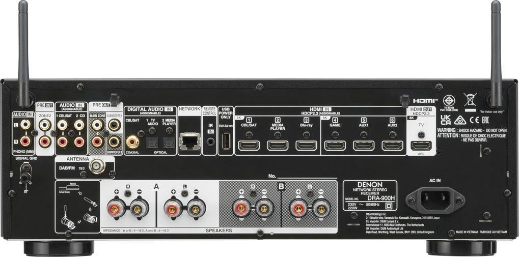 DRA-900H AV-Receiver 2.2 WLAN) schwarz (Bluetooth, Denon