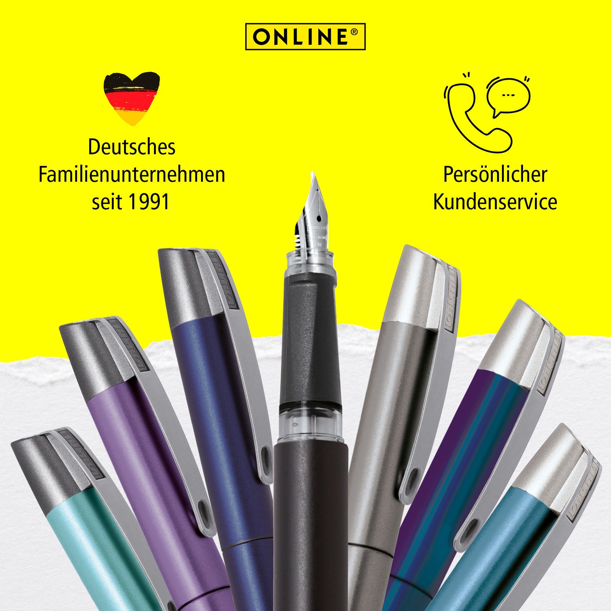 Online Pen Füller Campus Schwarz die ideal in hergestellt Deutschland ergonomisch, für Schule, Füllhalter