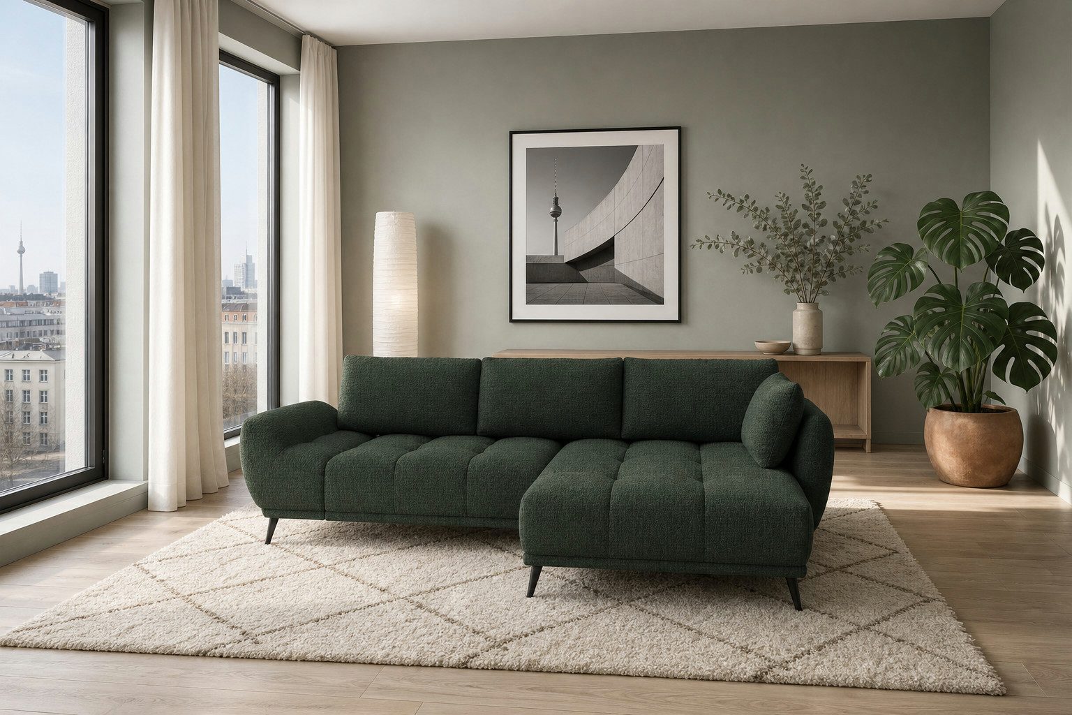 foamnova Ecksofa Ferrara, mit Recamiere, Maße B 270 × T 169 × H 68 cm, Ecksofa mit Nosag-Federung, abgesteppte Polster