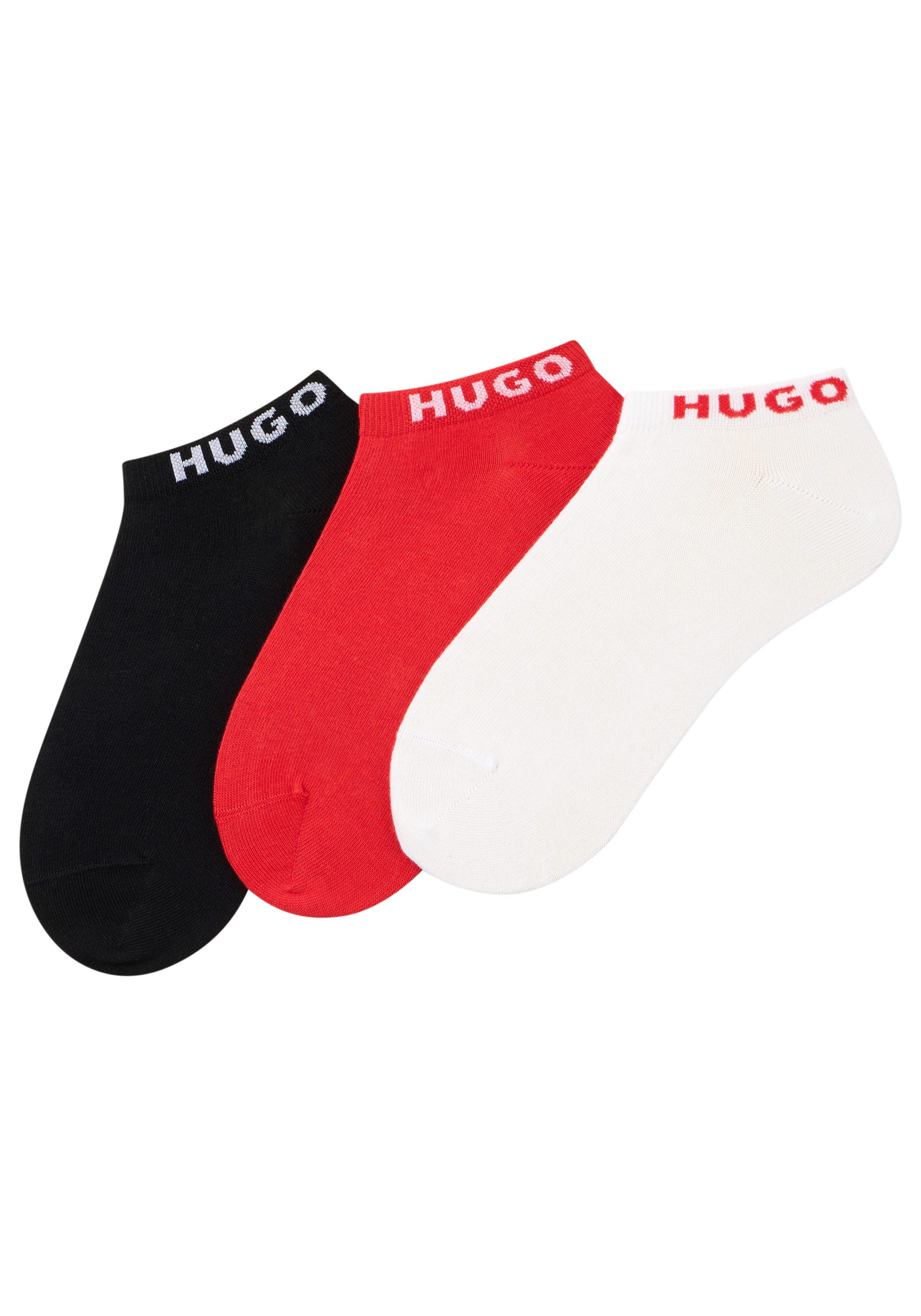 HUGO Socken 3P AS UNI CC W (Packung, 3-Paar, 3er) mit kontrastfarbenen Logoschriftzug
