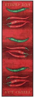 Küchenläufer Hot Chili, wash+dry by Kleen-Tex, rechteckig, Höhe: 7 mm, Motiv Chilli, rutschhemmend, In- und Outdoor geeignet, waschbar, Küche