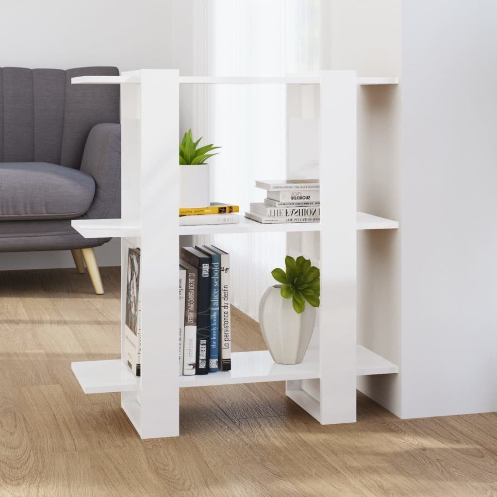 furnicato Bücherregal Bücherregal/Raumteiler Hochglanz-Weiß 80x30x87 cm | Bücherschränke