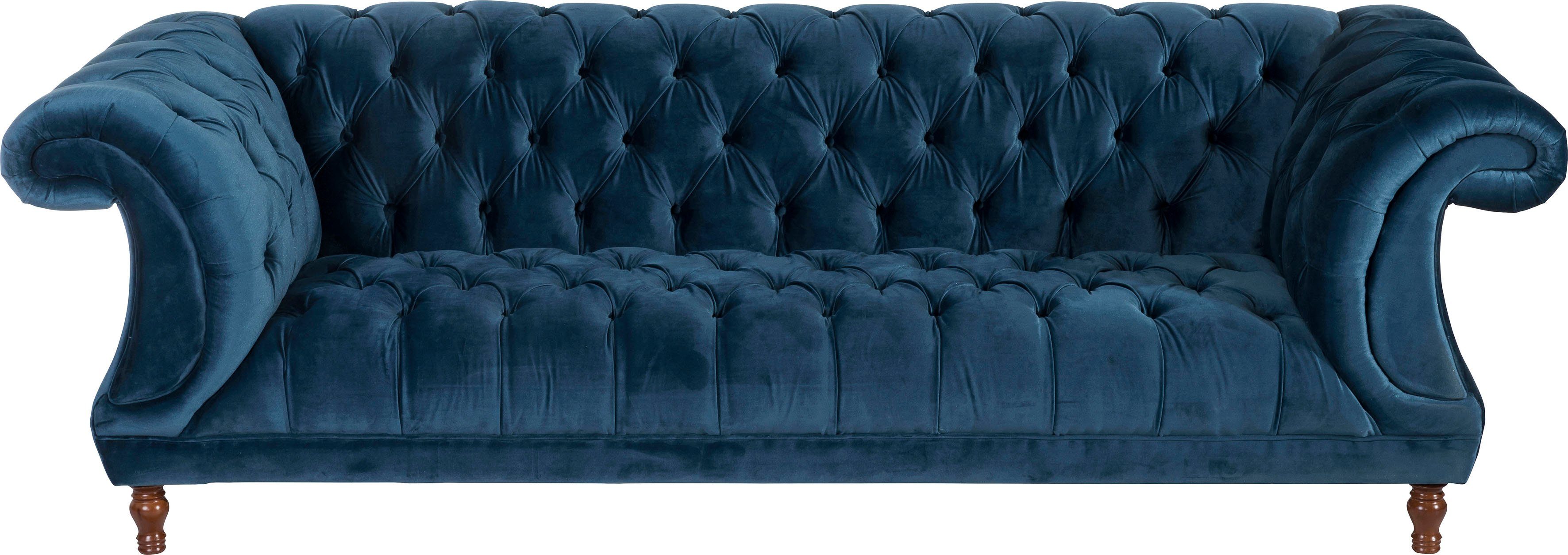Max Winzer® Chesterfield-Sofa Isabelle, Knopfheftung & gedrechselten Füßen in Buche Nussbaum, Breite 260 cm. Reduzierter Preis € 2.529,99. Unverbindliche Preisempfehlung € 3.777,00