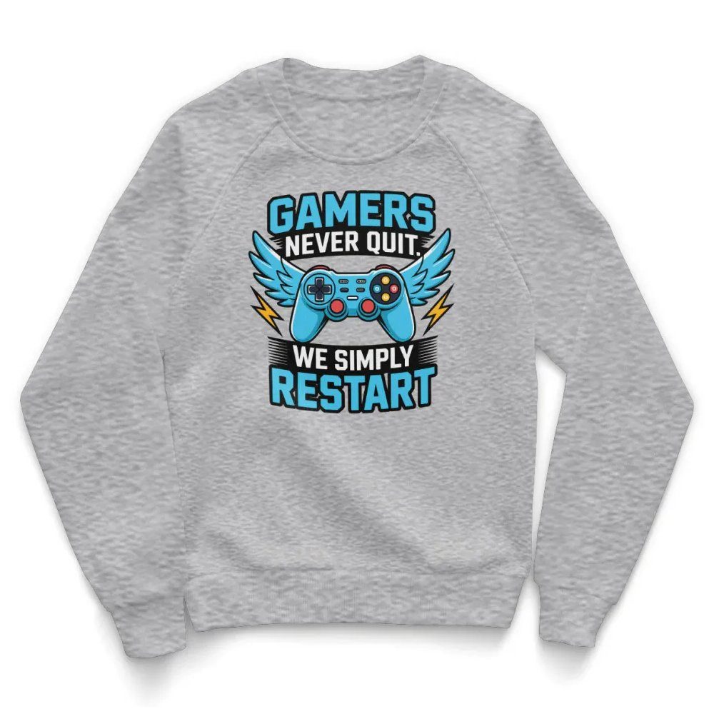 Hybris Sweatshirt Gamers Never Quit - WE Simply Restart Kids Sweatshirt