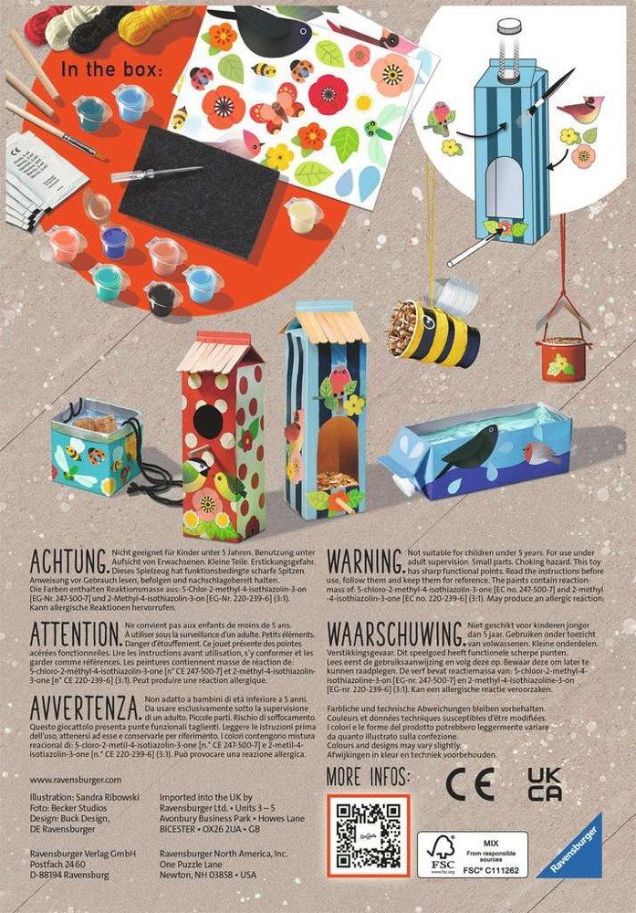 Ravensburger Malblock Upcycling EcoCreate Midi Helping Birds & Bees Bienen & Vögel 18143