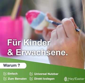 Hey!Easter® Eierfarbe 4x Eiermalmaschine mit Halterung, Farben & Pinsel - Malgerät Ostereier, fester Halt
