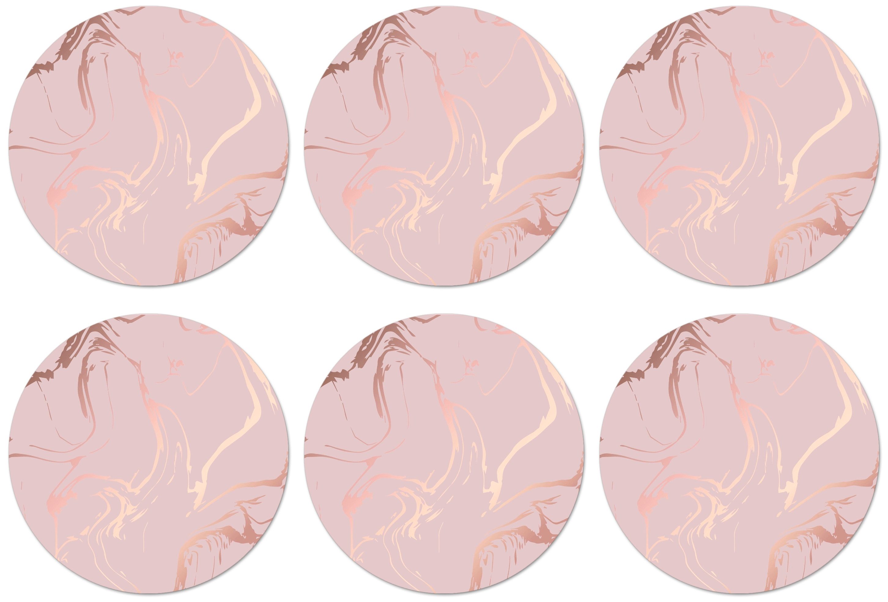 MuchoWow Glasuntersetzer Marmor - Roségold - Linie, Zubehör für Gläser, 6-tlg., Getränkeuntersetzer, Rund, Tassenuntersetzer Kork, 10x10 cm