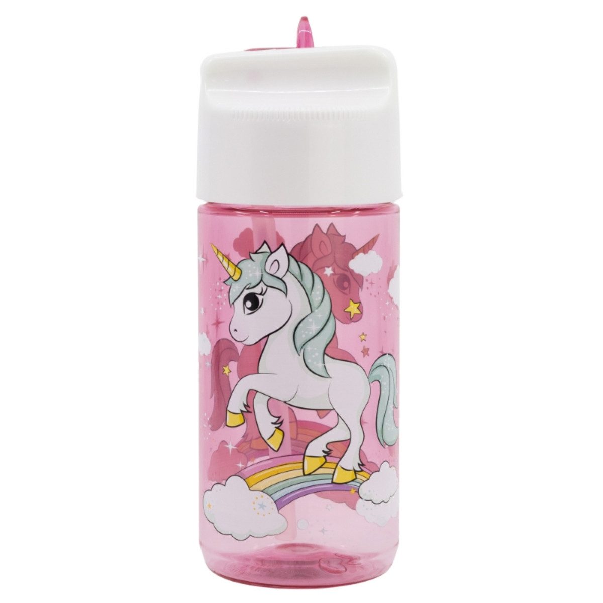 Storline Trinkflasche Unicorn 430 ml mit Klappdeckel für Kinder und Fans