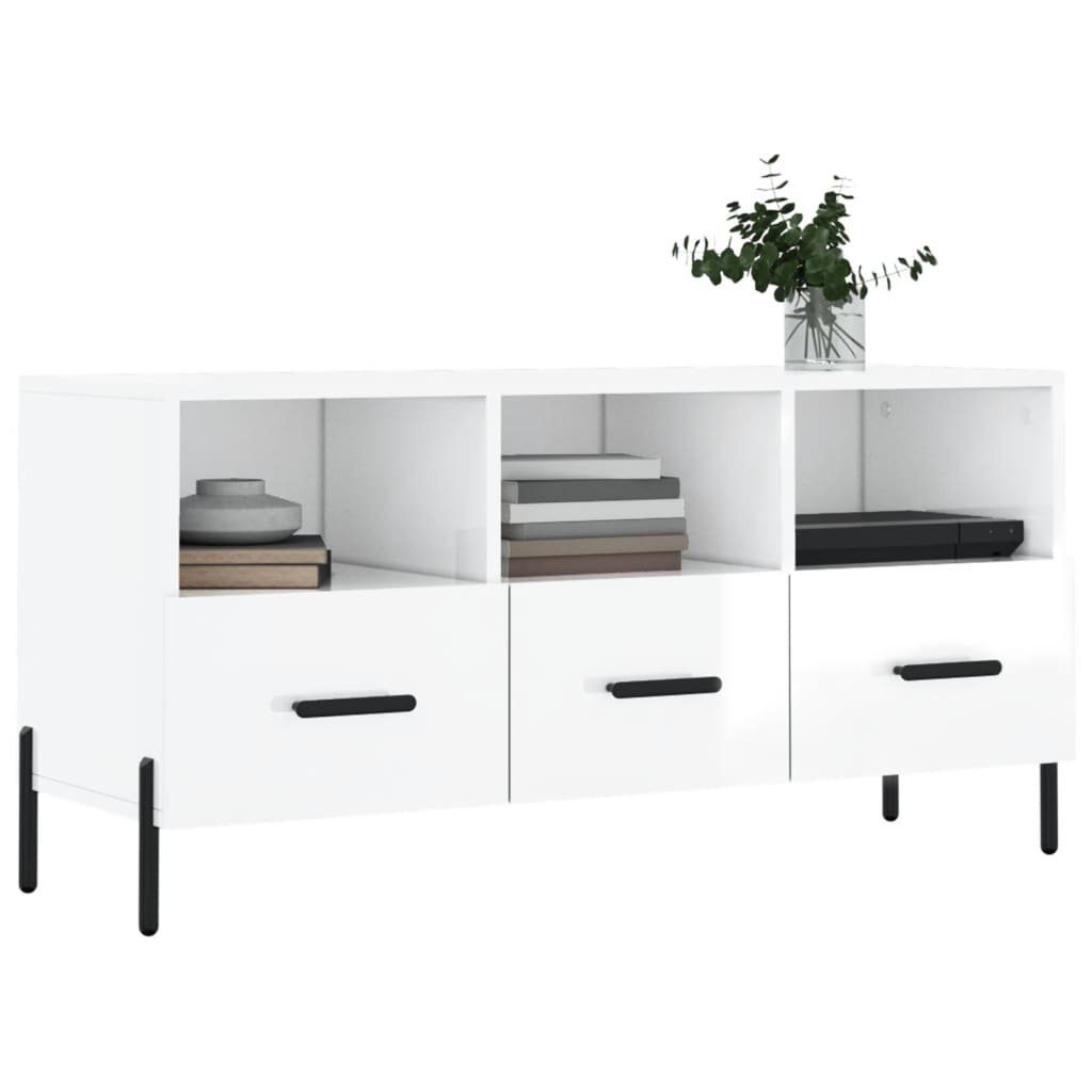 cm 102x36x50 TV-Schrank TV-Schrank Hochglanz-Weiß vidaXL (1-St) Holzwerkstoff