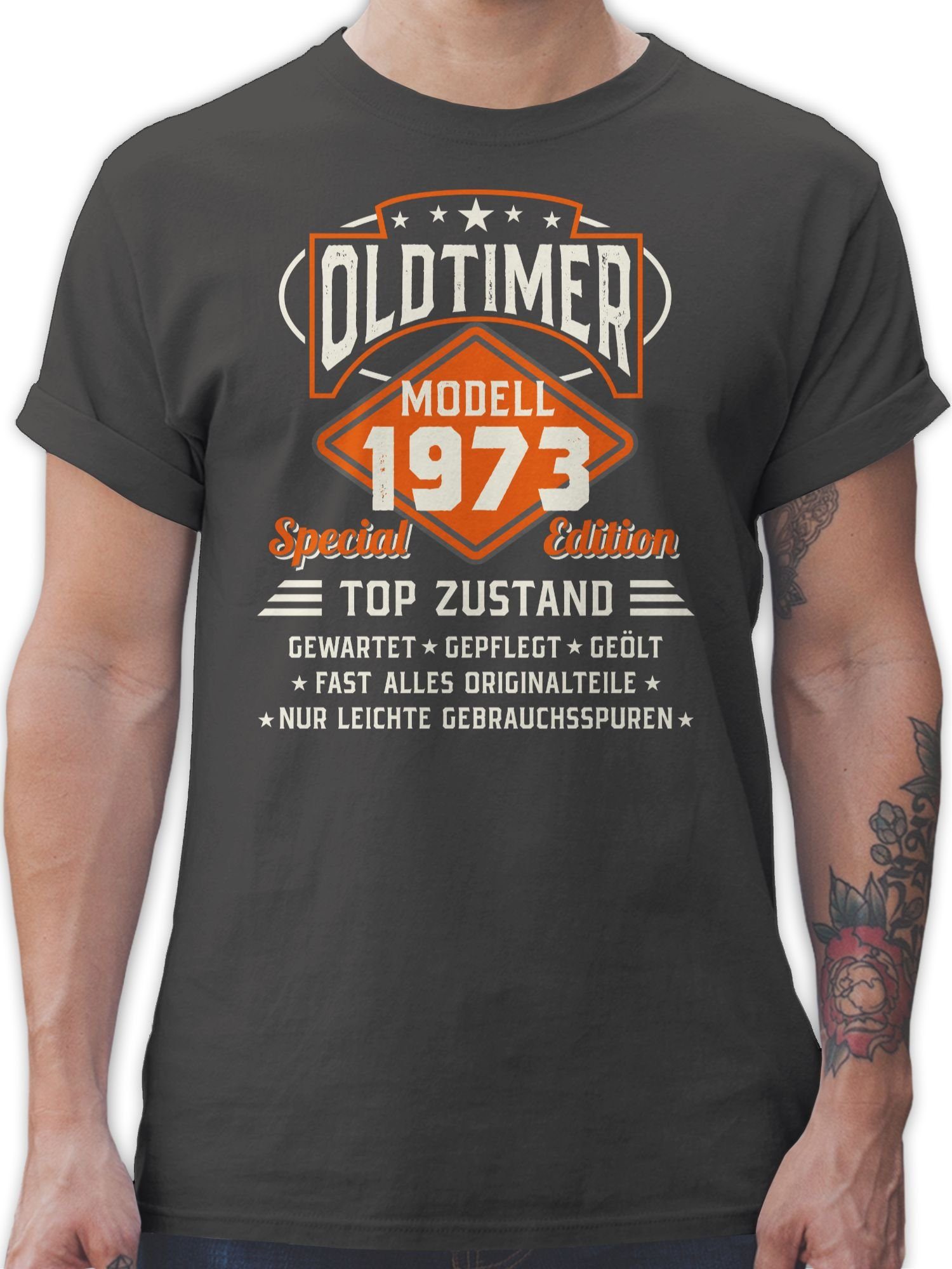 1973 Geburtstag T-Shirt 50. Oldtimer Modell 03 Shirtracer Dunkelgrau