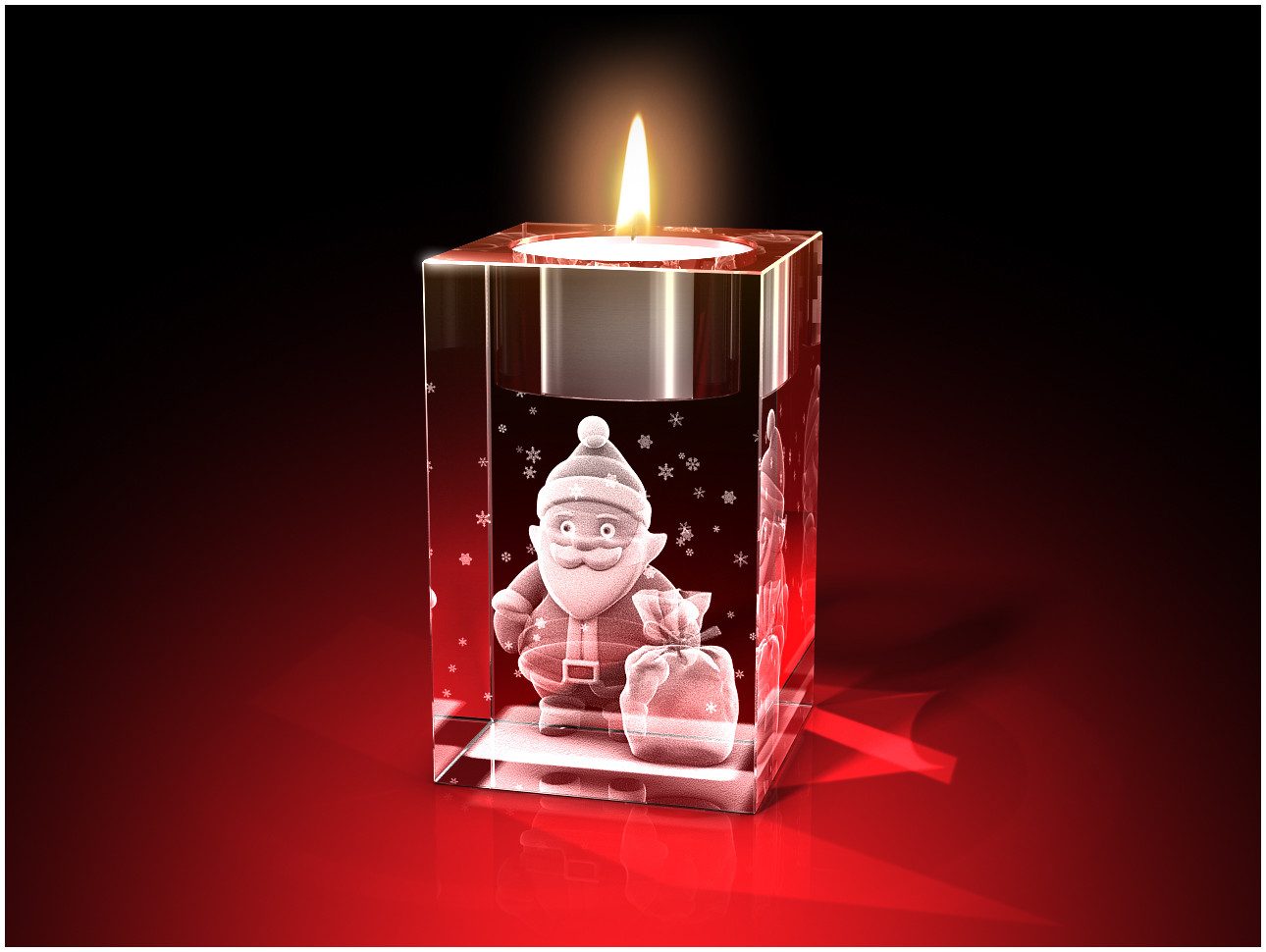 GLASFOTO.COM Teelichthalter Advents-Teelichthalter, Weihnachten, Kristallglas, 4er-Set