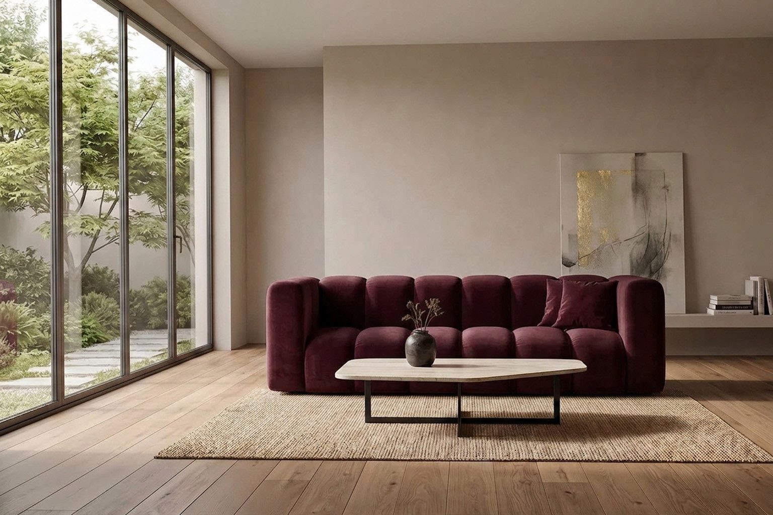 Kaiser Möbel Sofa Modulares 3-Sitzer GRAND im Velvet-Stoff Riviera, Sofa, modulares Design, vertikale Unterteilungen