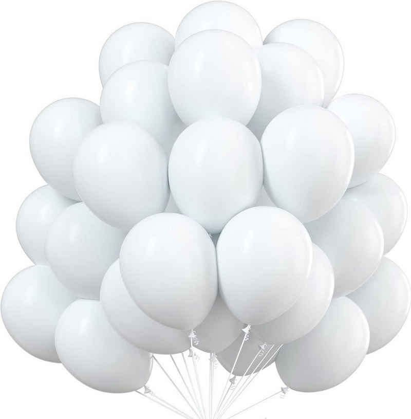Dekotalent® Luftballon 50x Надувные шарики Ballons Luftballon Luft, Helium weiß Hochzeit Deko