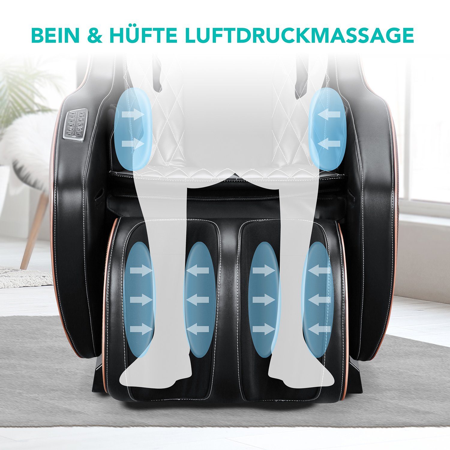 NAIPO Massagesessel, Massagestuhl Liegeposition, Bluetooth, Braun-Schwarz mit Platzsparend