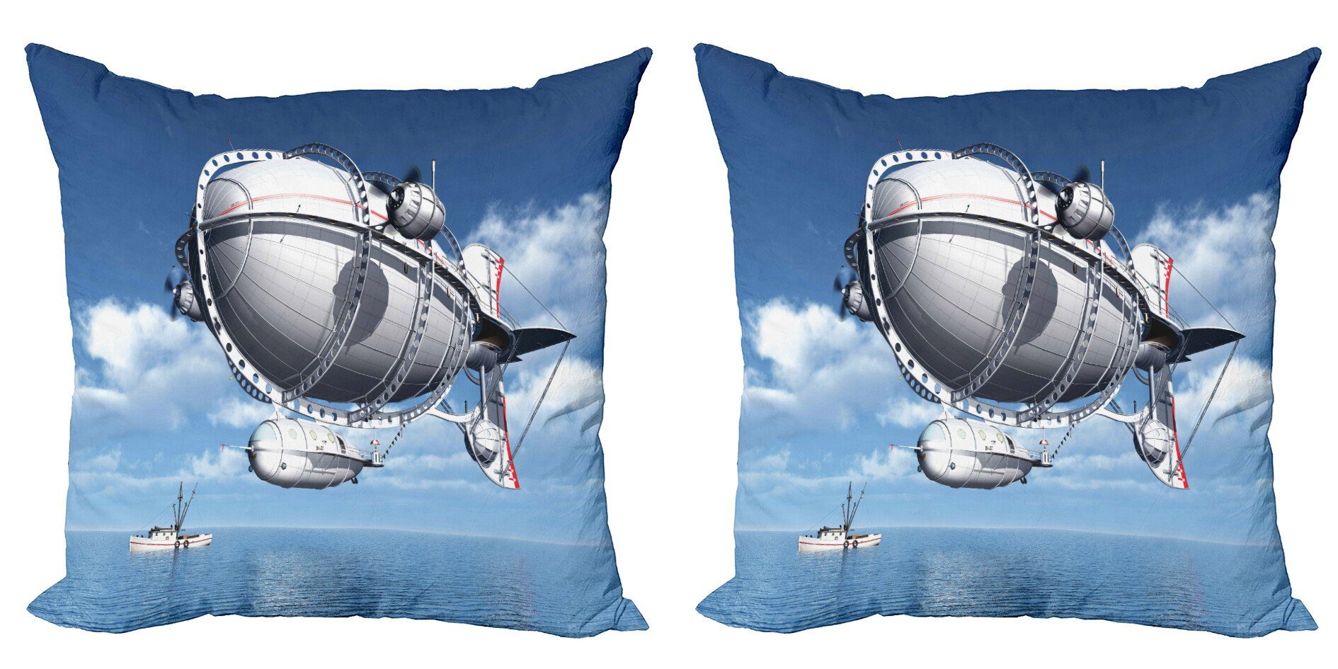 bewölkten Fliegen (2 Kissenbezüge Luftfahrt Doppelseitiger Abakuhaus Stück), Sea Digitaldruck, Accent Modern Himmel