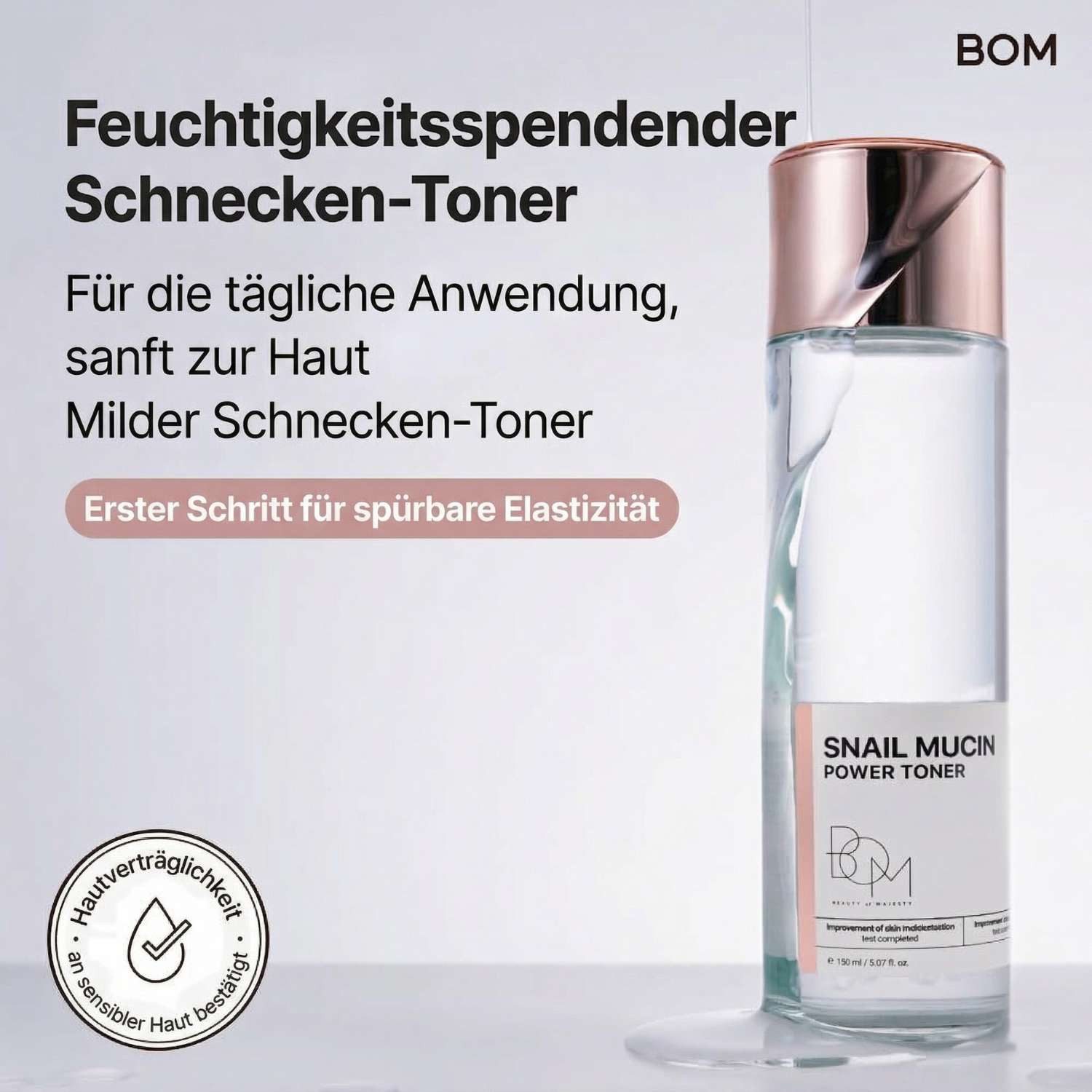 Beauty of Majesty Toner Snail Mucin Power Toner 150ml – Feuchtigkeitstoner mit Schneckenextrakt, Triple Collagen Complex, Ceramide & Panthenol –, K-Beauty Toner für trockene & empfindliche Haut