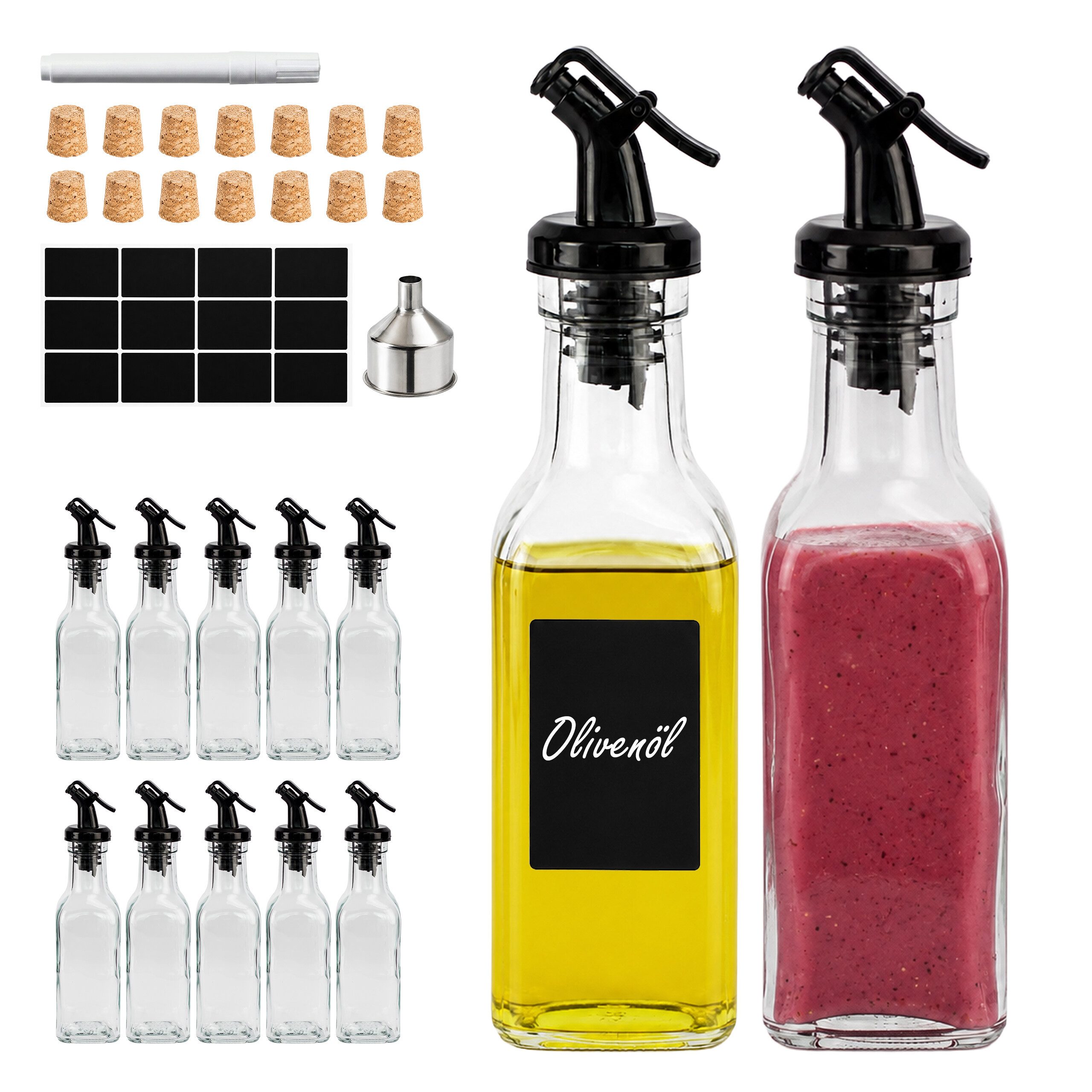 relaxdays Ölspender Öl Flasche mit Ausgießer 12er Set, (12-tlg)