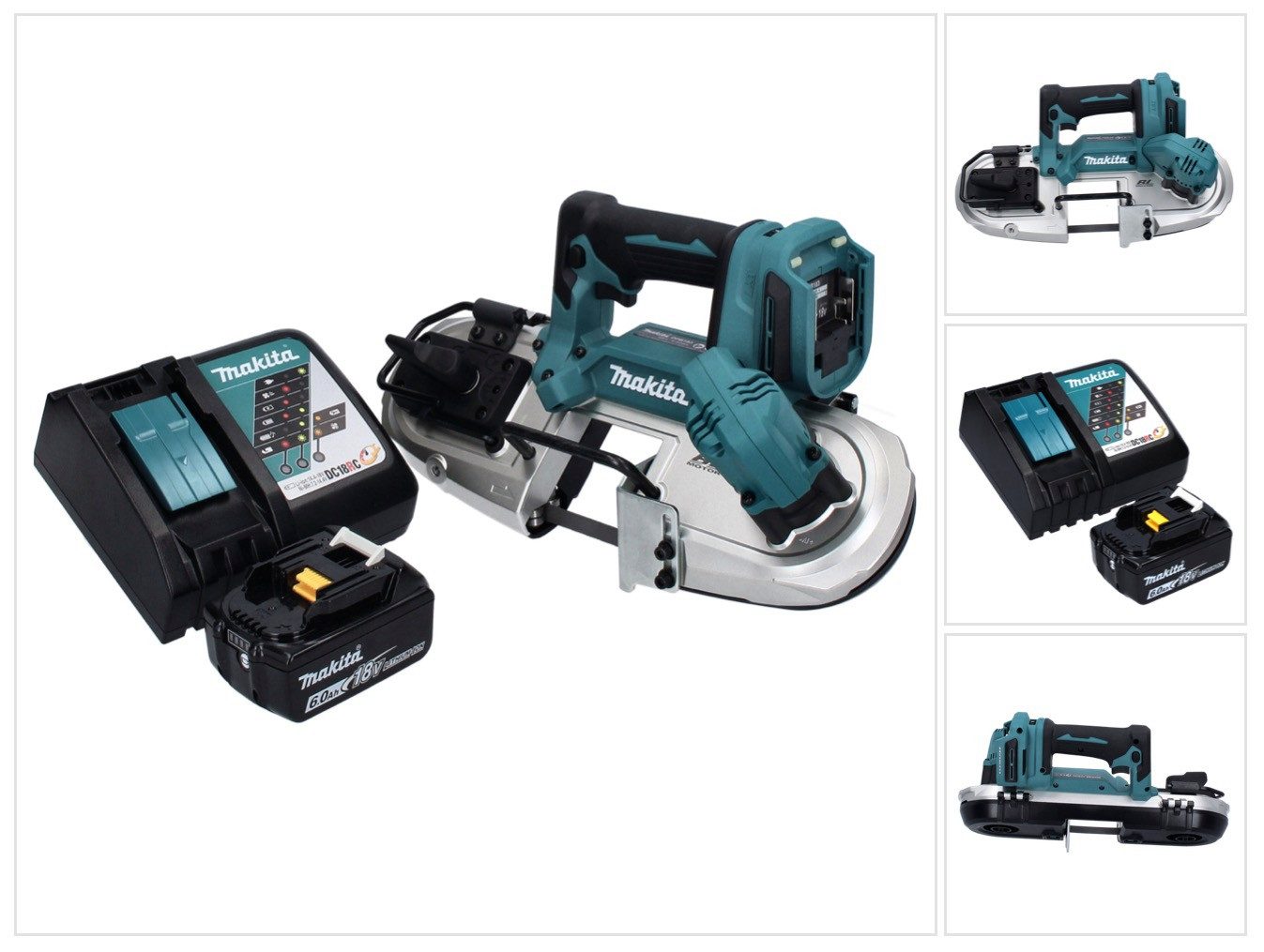 Makita Bandsäge DPB 183 RG1 Akku Bandsäge 18 V 66 mm Brushless + 1x Akku 6,0 Ah + Lad
