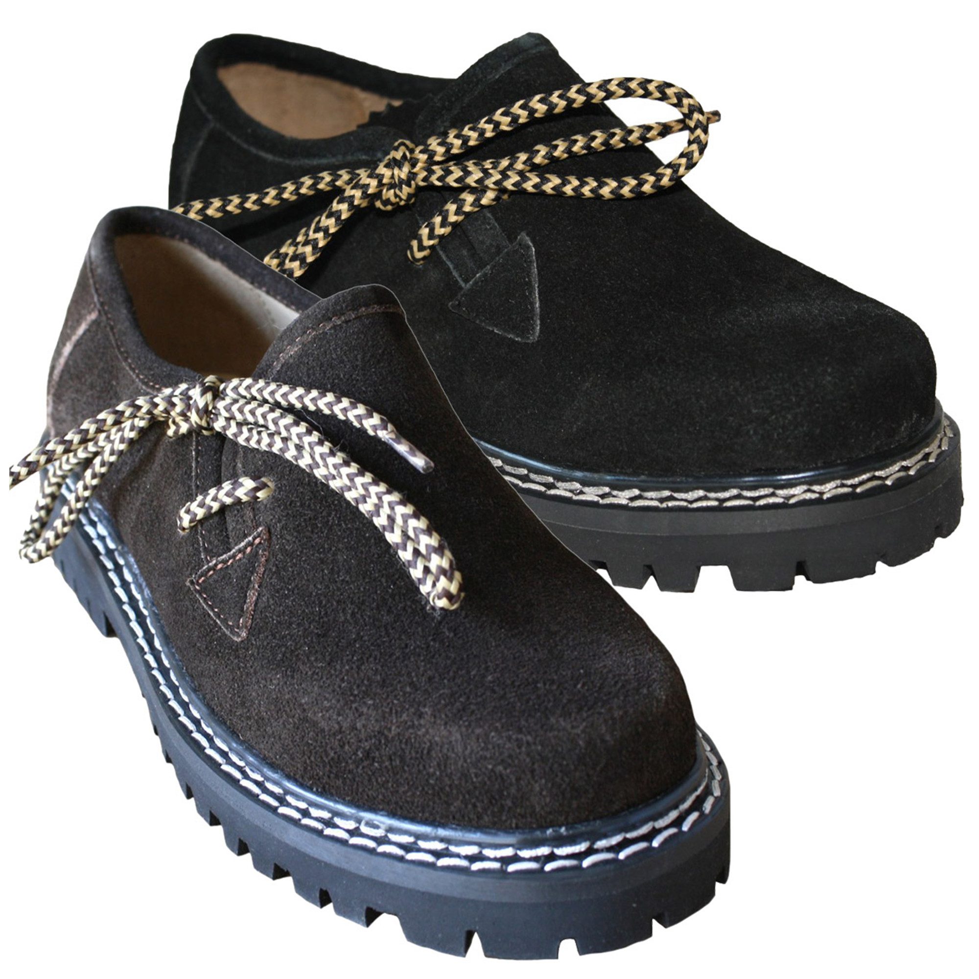 German Wear GW1800-VL Kinder Haferlschuh Jungen Mädchen Haferlschuhe Trachtenschuhe Schwarz/Dunkelbraun