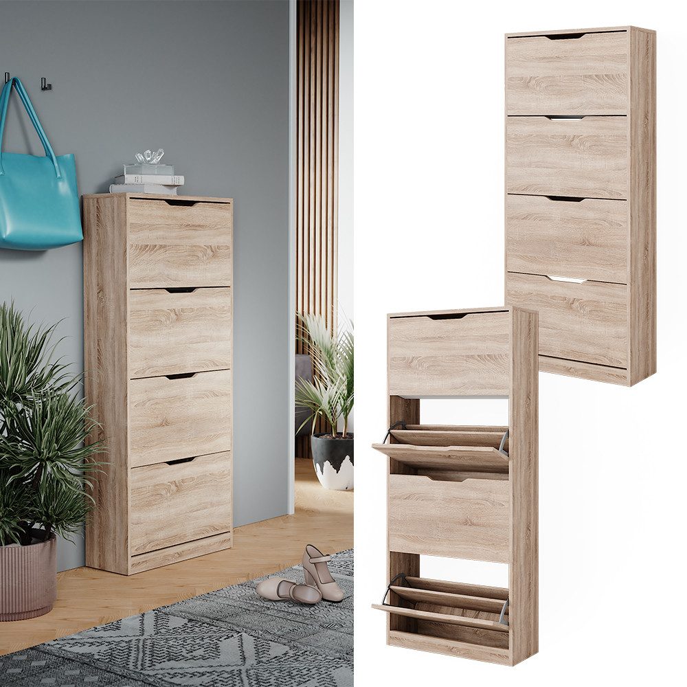 Vicco Schuhkipper Luca, Sonoma, 59 x 137 cm mit 4 Klappschubladen (1 St)