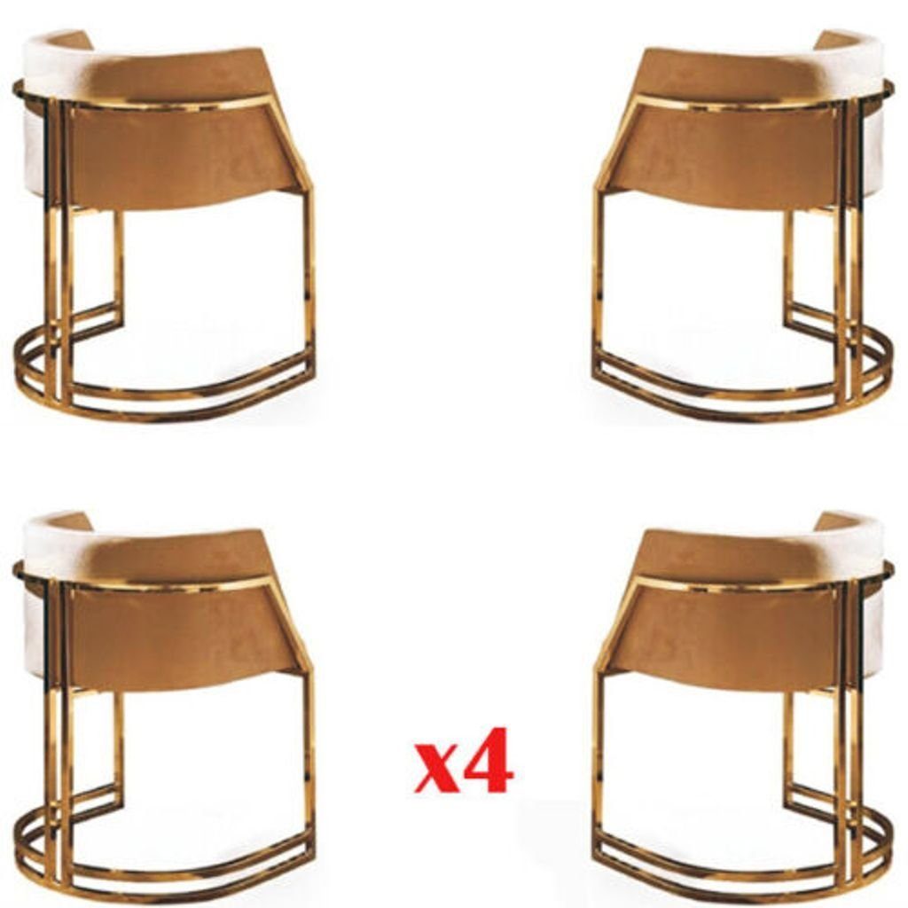 4x Modern Stoff Neu Sessel Loungesessel, Stuhl Polster JVmoebel Edelstahl Küche Esszimmer