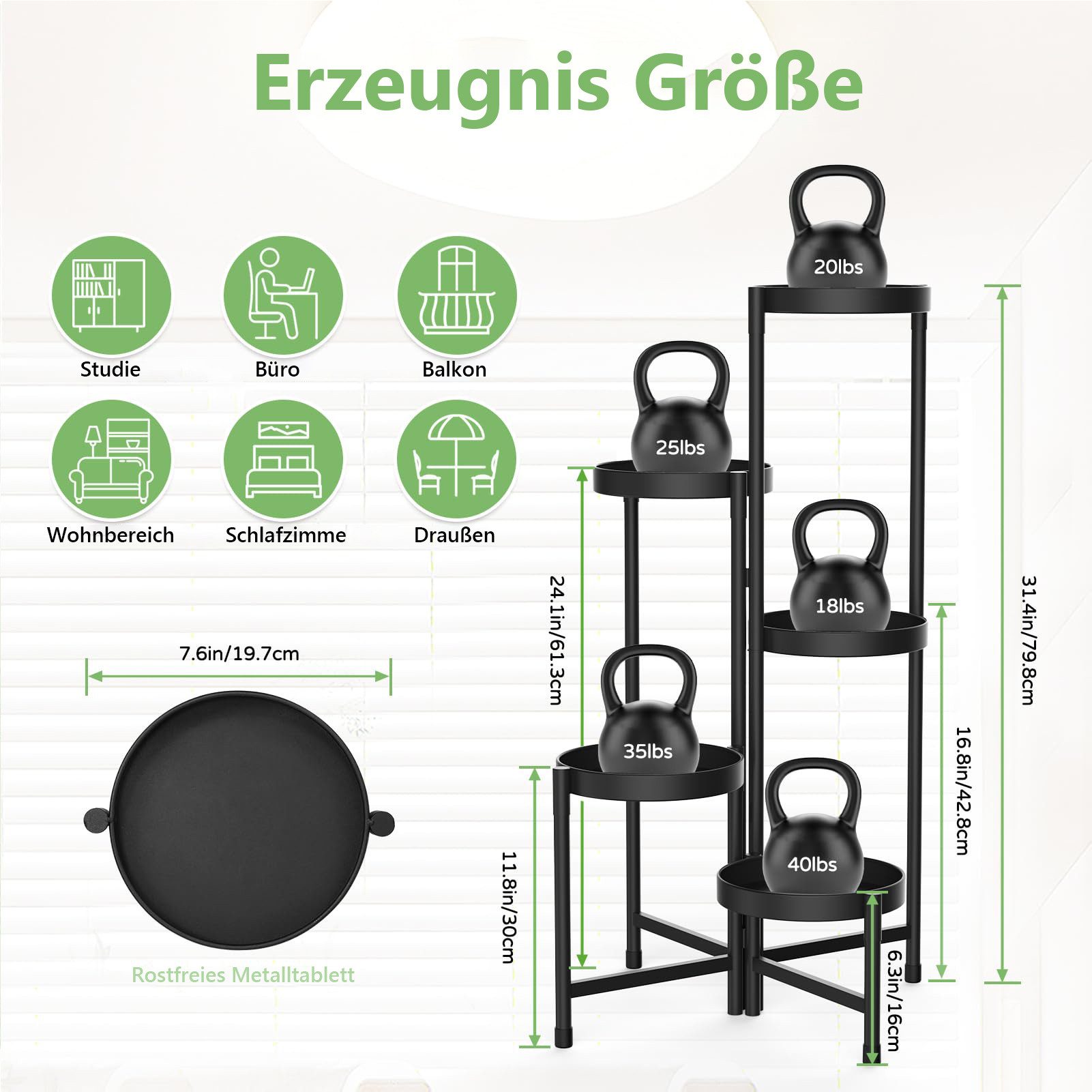Jibenhome Blumenständer 5 Etagen Metall Pflanzenständer, günstig online kaufen
