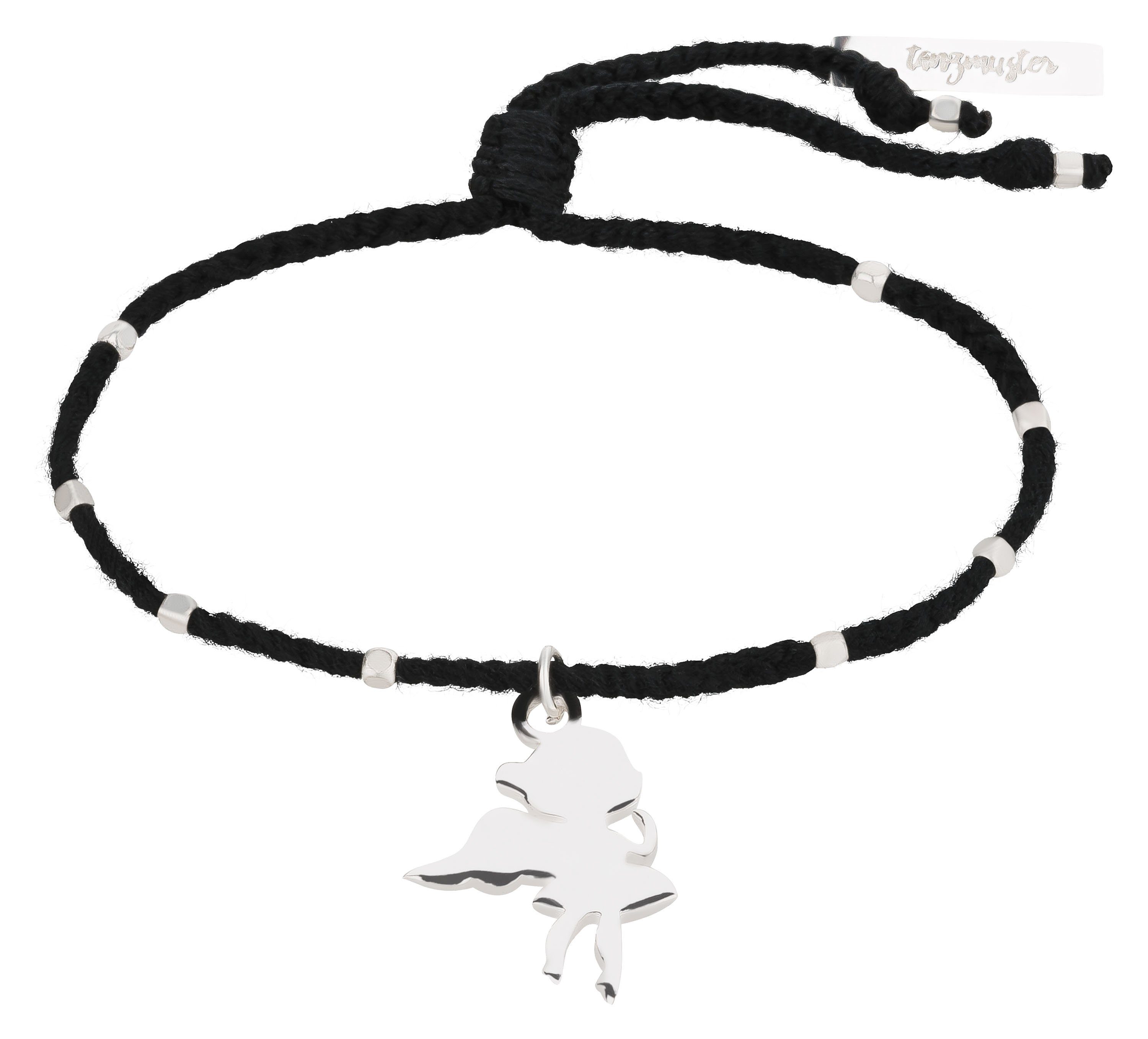 tanzmuster Charm-Armband Geflochtenes Armband mit Schutzengel Ballerina Anhänger, 925 Sterling Silber Plattierung