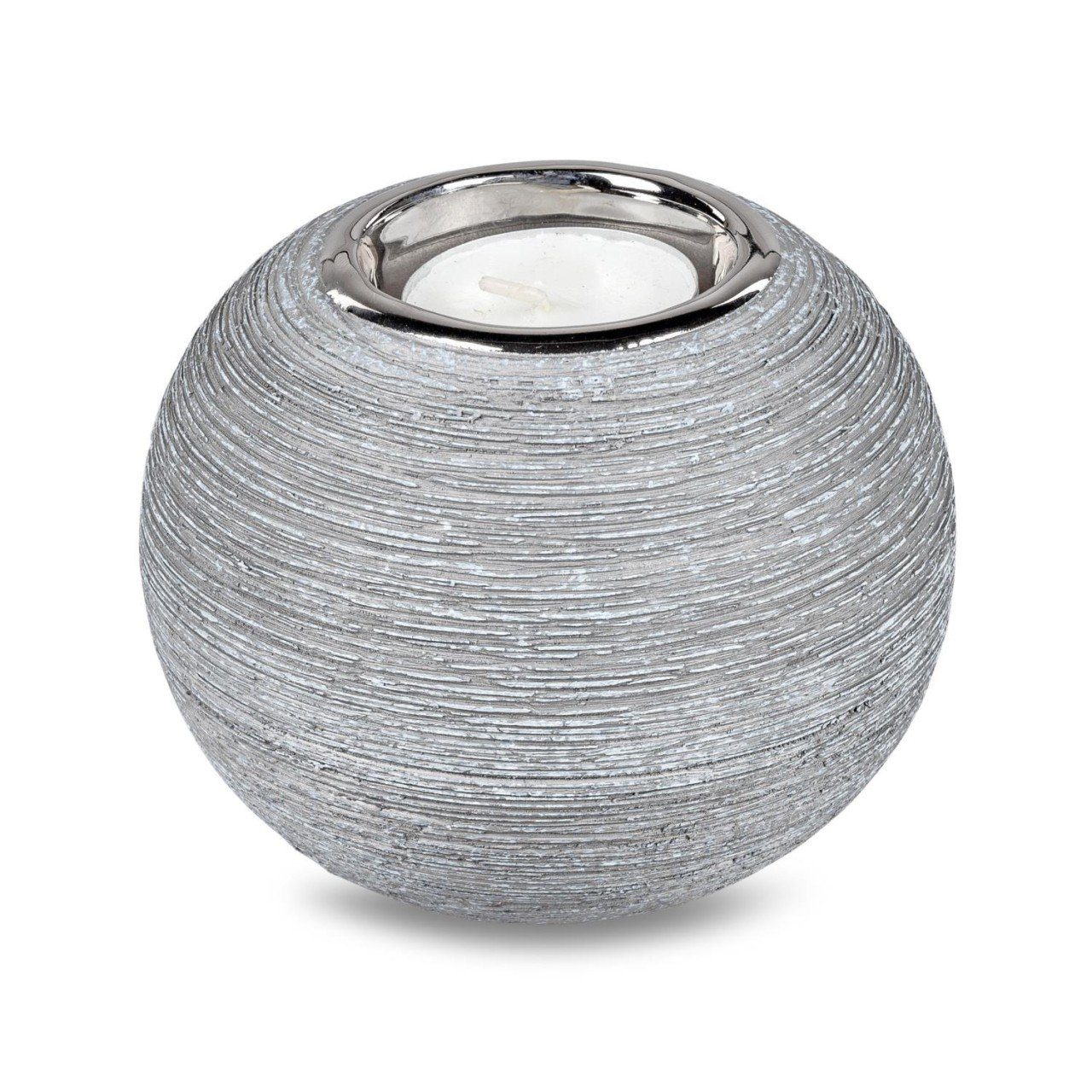 formano Teelichthalter Silver Nature, Silber H:9.5cm D:10cm Keramik