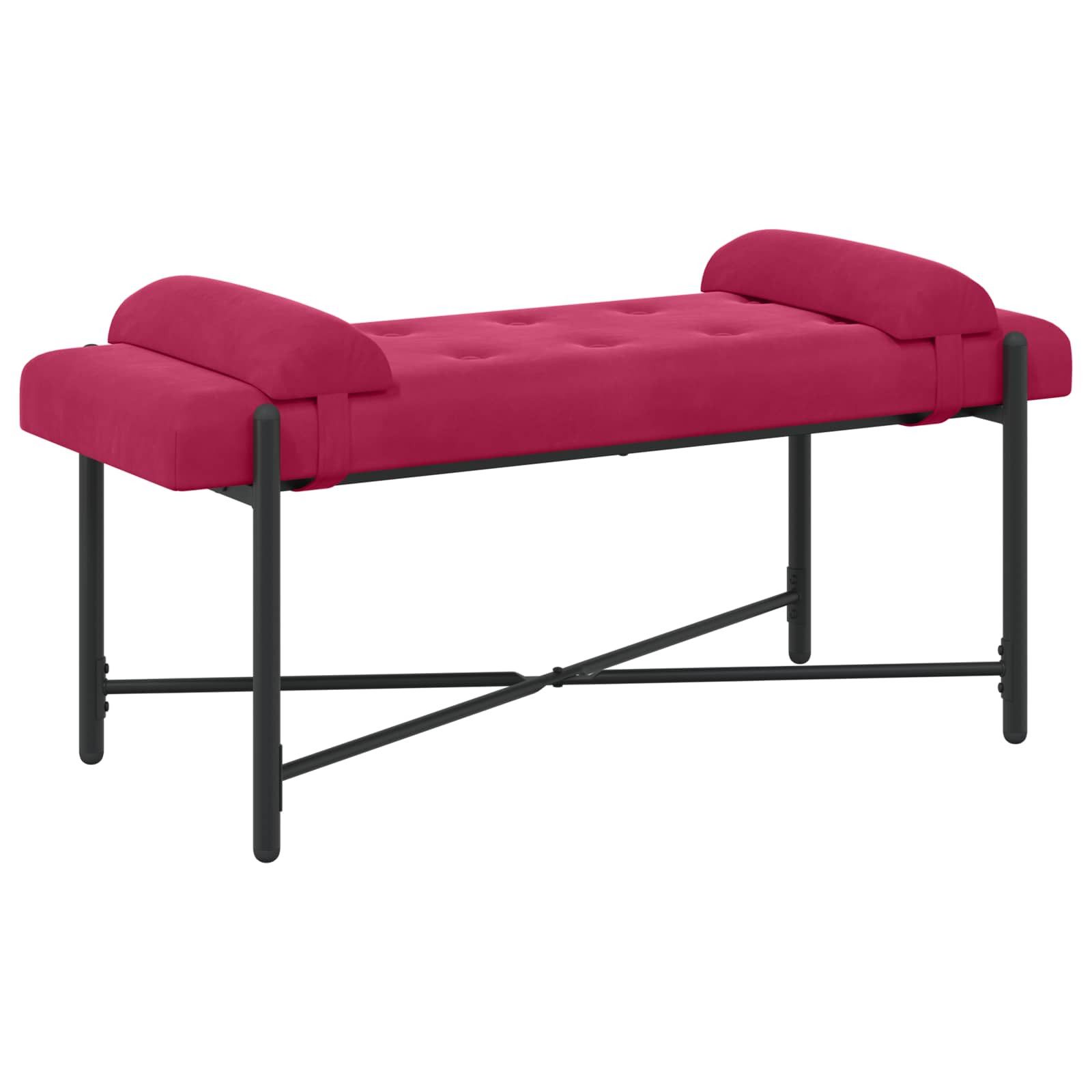vidaXL Sitzbank Knopfgepolsterte Bank mit Kissen Weinrot 110 x 40 x 46 cm Samt (1-St)