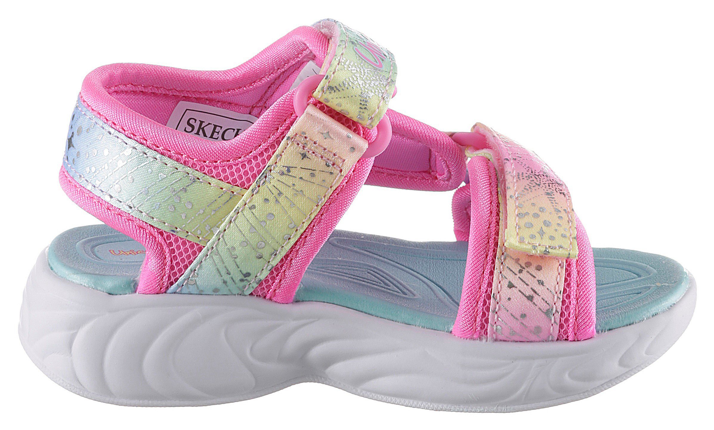 jedem Schritt bei DREAMS MAJESTIC BLISS pink-kombiniert Skechers leuchtet UNICORN Sandale Kids SANDAL