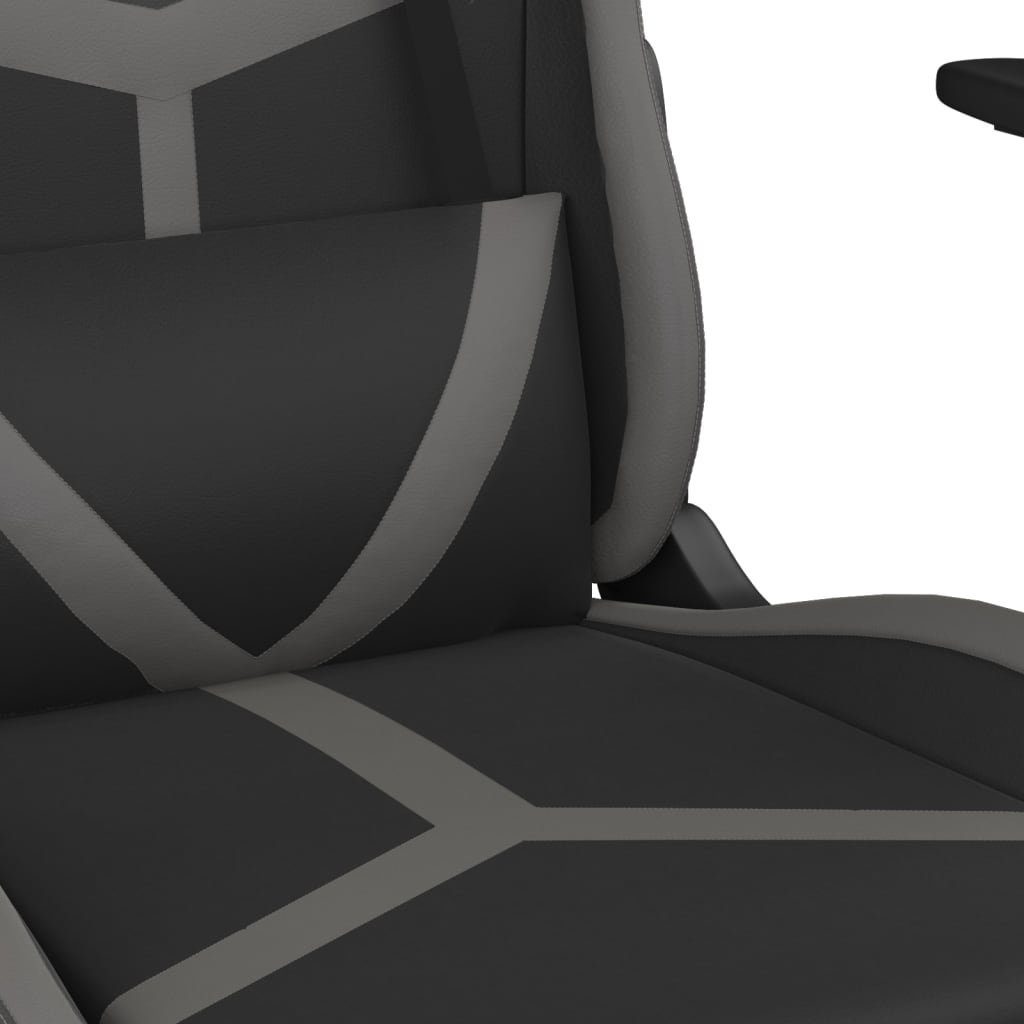 furnicato Gaming-Stuhl mit Grau Kunstleder Massage St) Fußstütze & (1 & Schwarz
