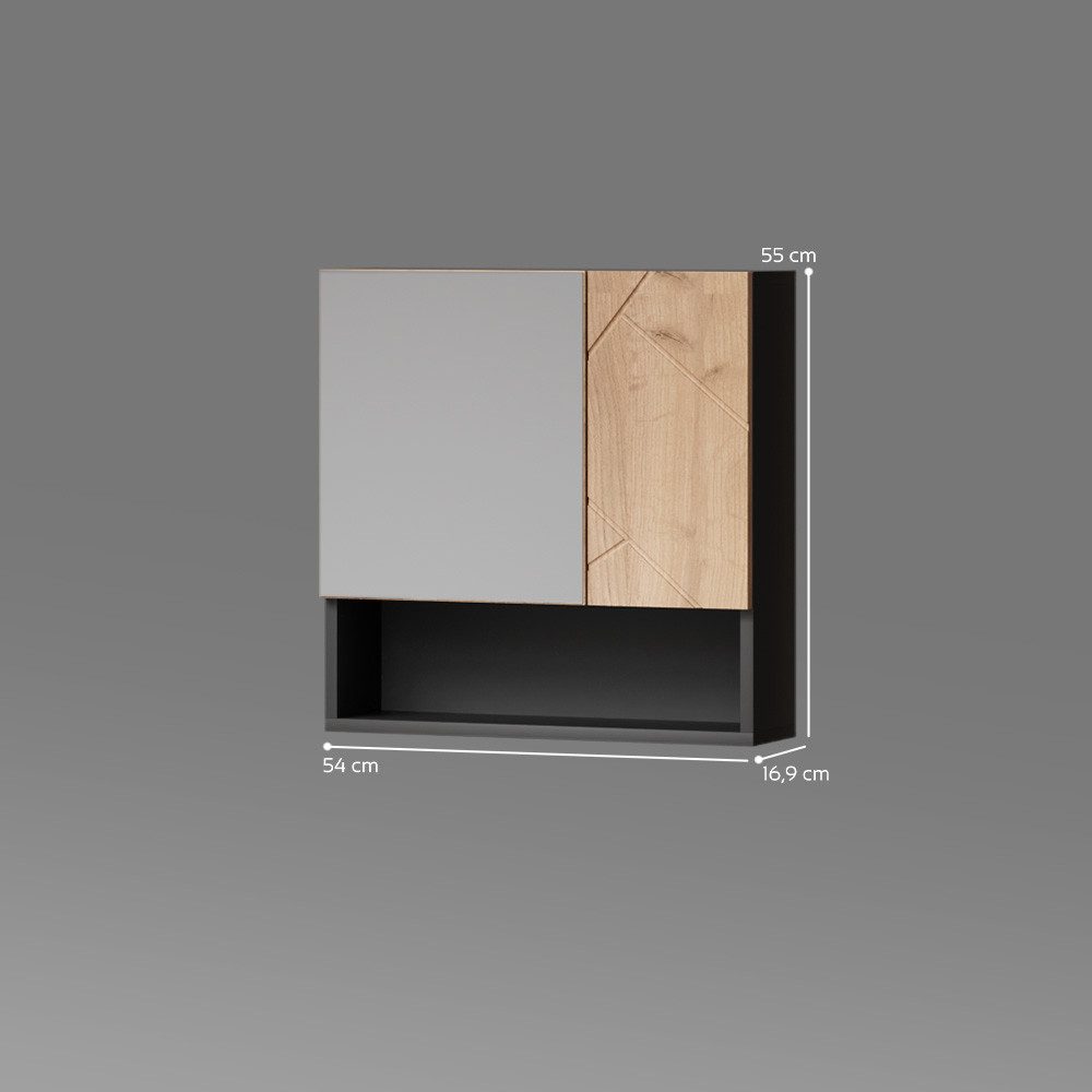 Livinity® Badezimmerspiegelschrank Ronco, Goldkraft Eiche/Anthrazit/Anthrazit, 54 x 55 cm (1-St)