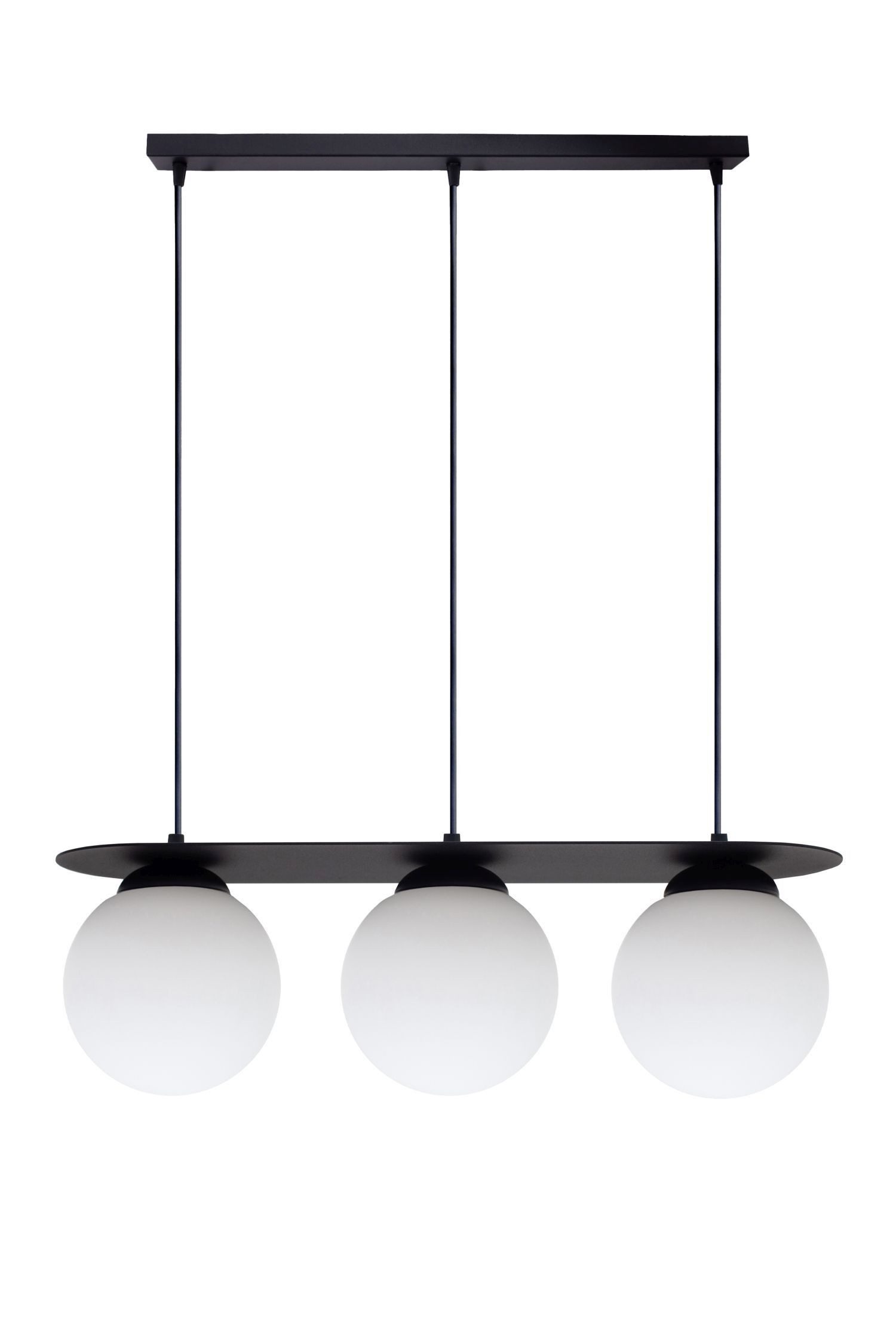 Licht-Erlebnisse Pendelleuchte ZESUS, ohne Leuchtmittel, Glas Metall H: max. 100 cm Schwarz Weiß E27 3-flammig Kugel Schirm