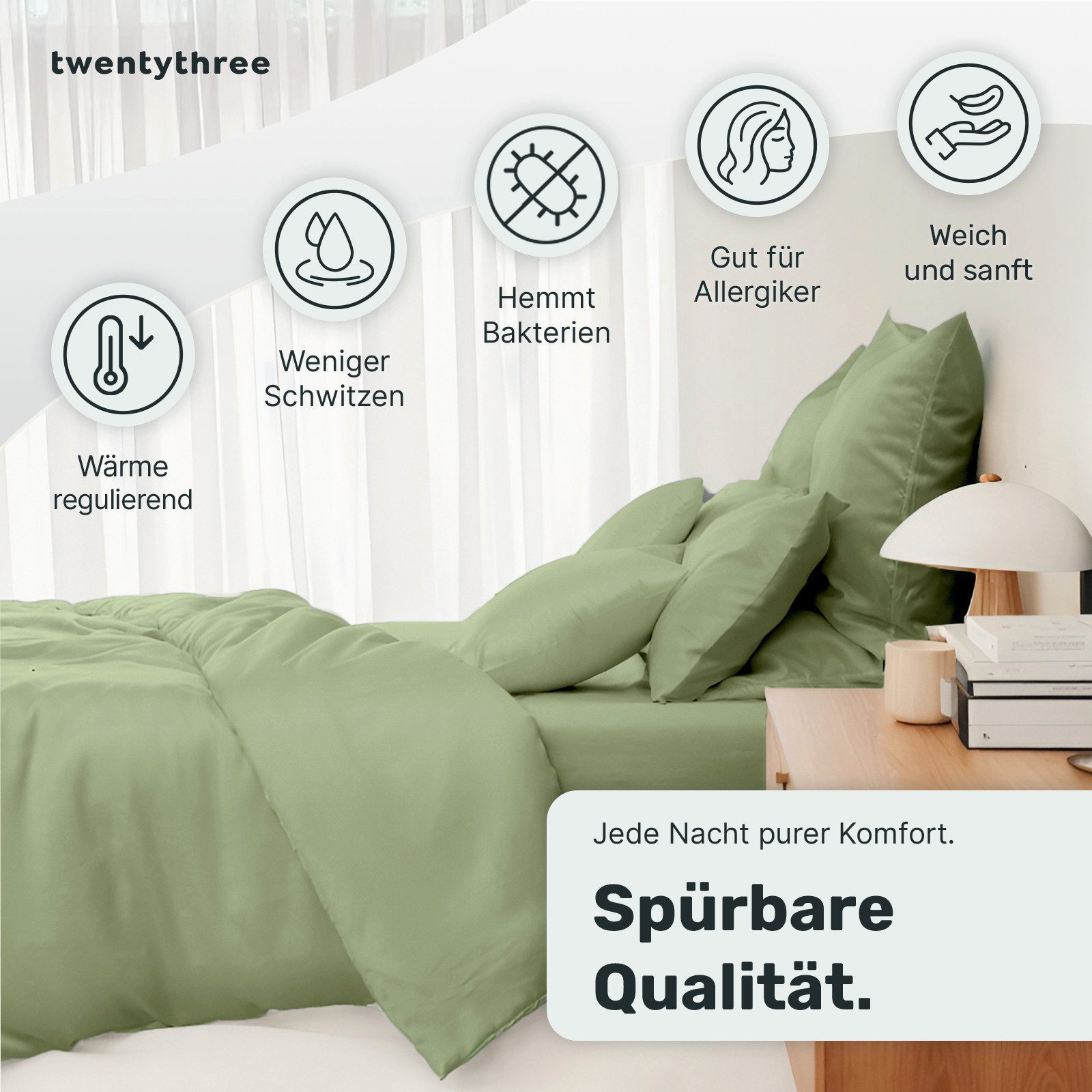 twenty:three® Bettbezug Lyocell Deckenbezug Fresh Sage, günstig online kaufen