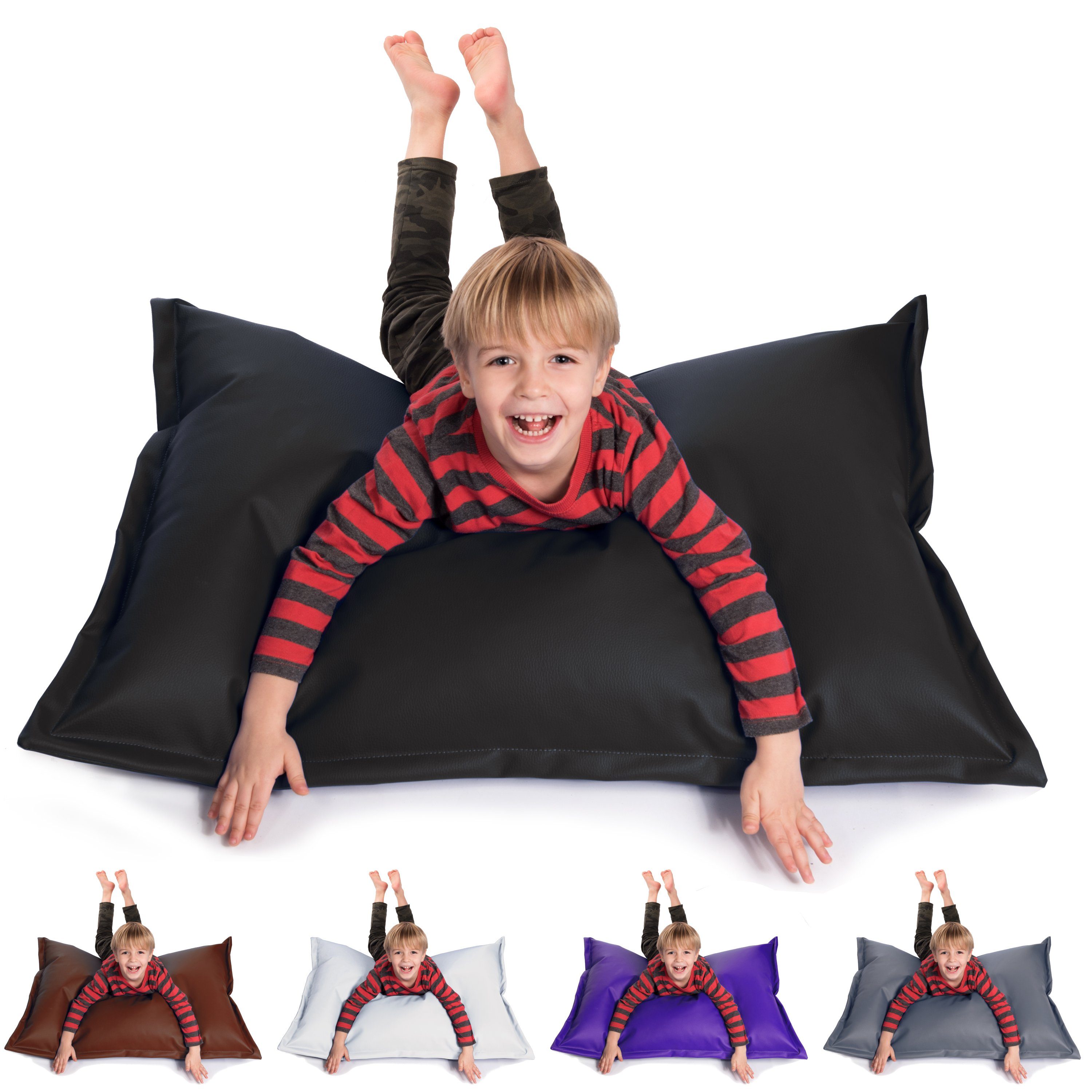 sunnypillow Sitzsack aus Kunstleder Outdoor & Indoor x für cm 60L 70 Kinder Füllung 100 Erwachsene, mit & Styropor