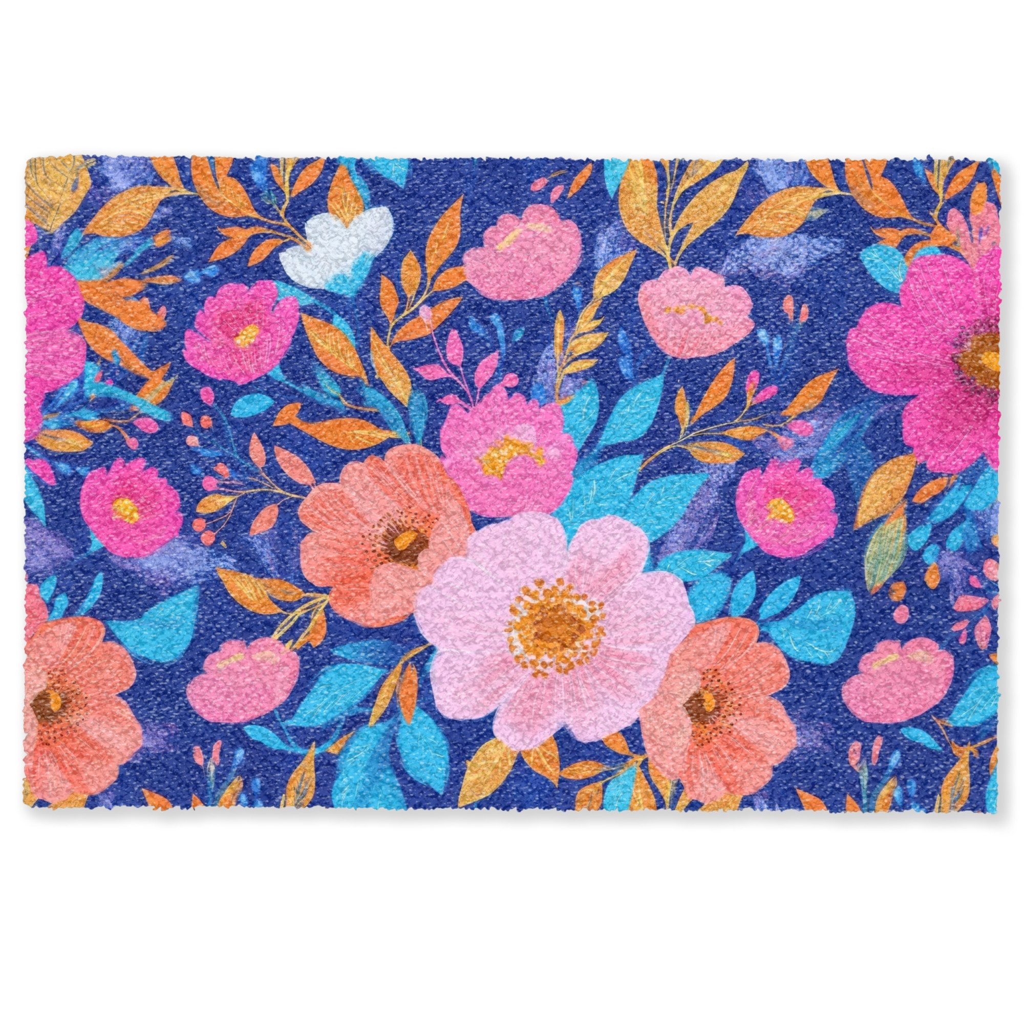 MuchoWow Fußmatte Blumen - Blau - günstig online kaufen