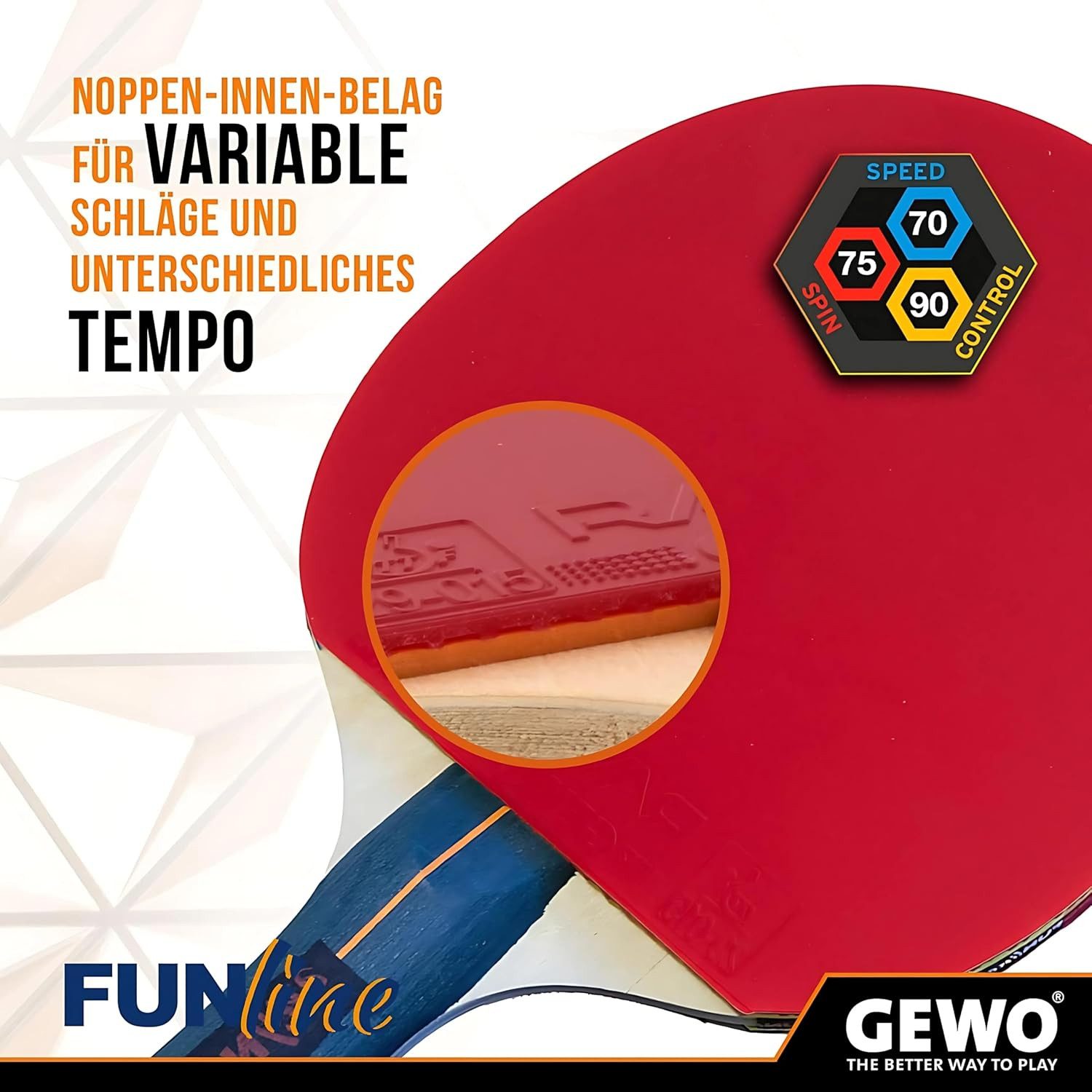 Gewo Tischtennisschläger Set Family & Friends - Hobby, Freizeit - Raver Belag, konkav (Set, (4 Schläger, 8 Bälle)