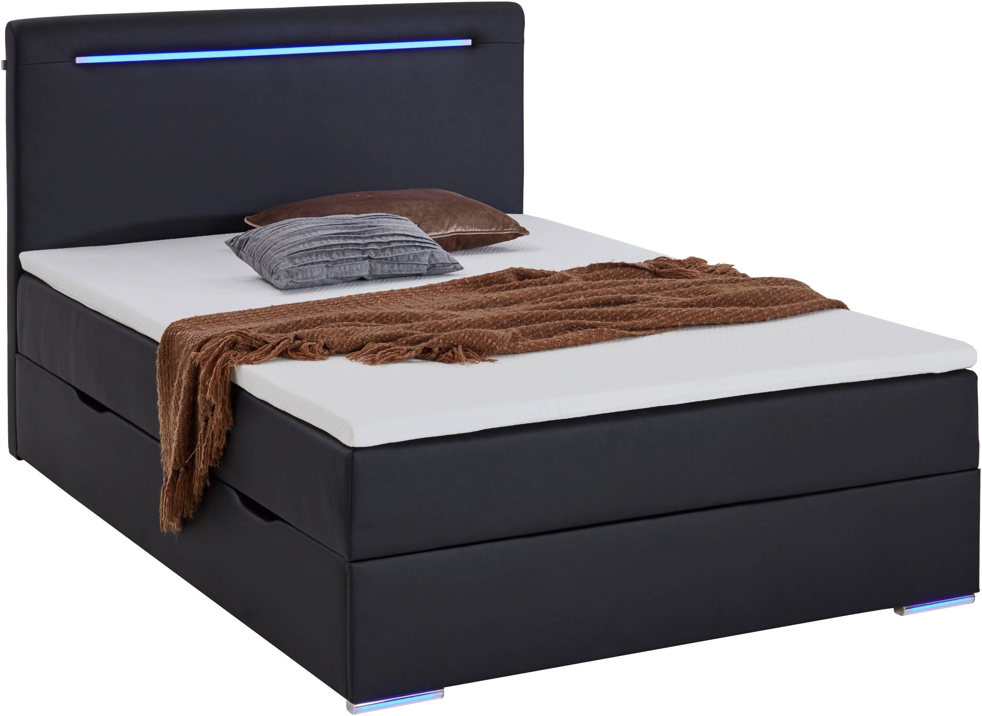 meise.möbel Boxbett Candela inkl. Bettkasten, Topper & LED-Beleuchtung an Kopfteil & Füßen