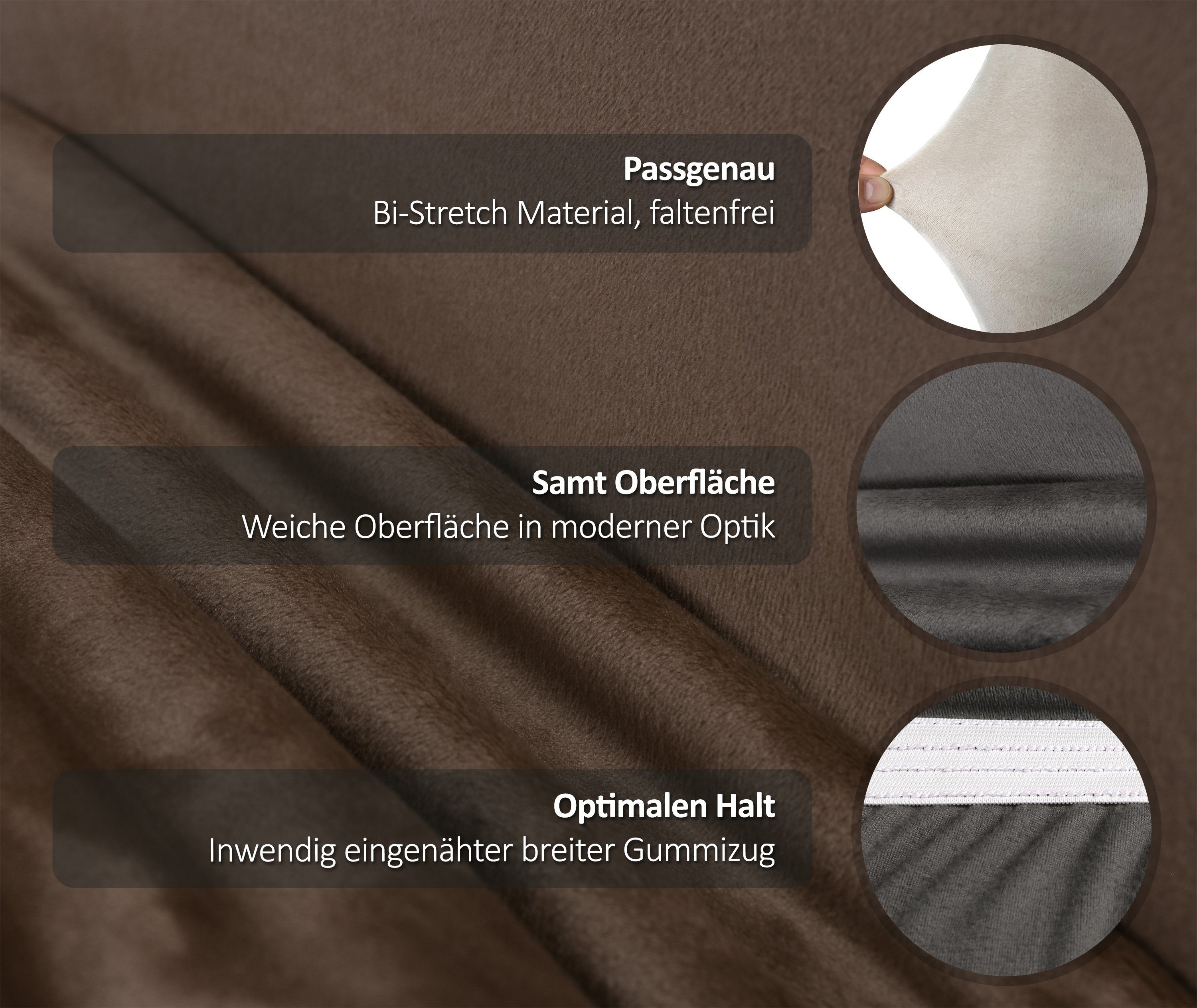 Beautex Stuhlhusse Samt Stretch für Stühle & Schwingstühle 2er Set LEA
