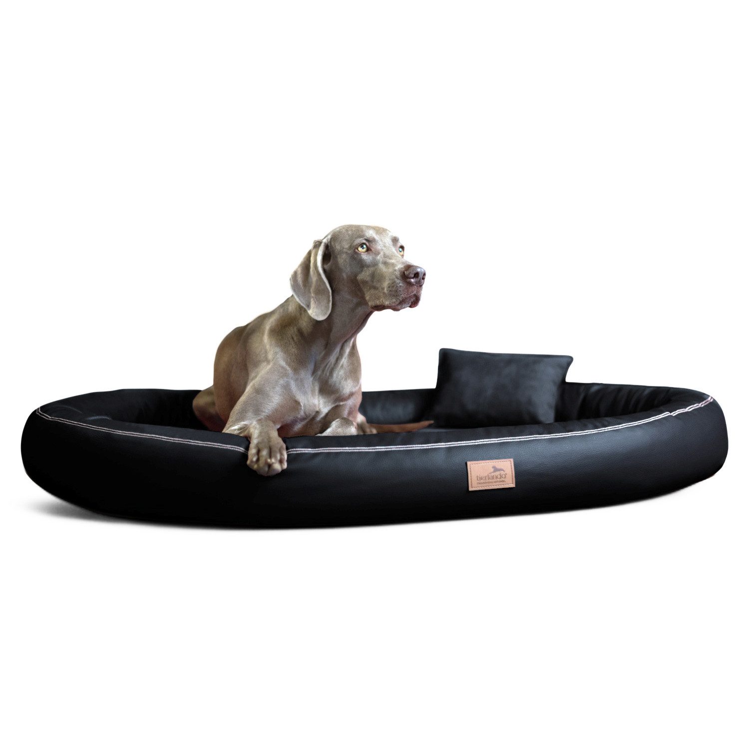 tierlando® Tierbett Orthopädisches Hundebett GILBERT VIP aus Velours und Kunstlede, Latexkern, Wasserabweisend, Pflegeleicht