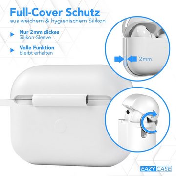 EAZY CASE Kopfhörer-Schutzhülle Silikon Hülle kompatibel mit Apple AirPods Pro 2, Box Hülle Cover Rutschfestes Etui Fullcover Stoßfest Silikoncase Weiß