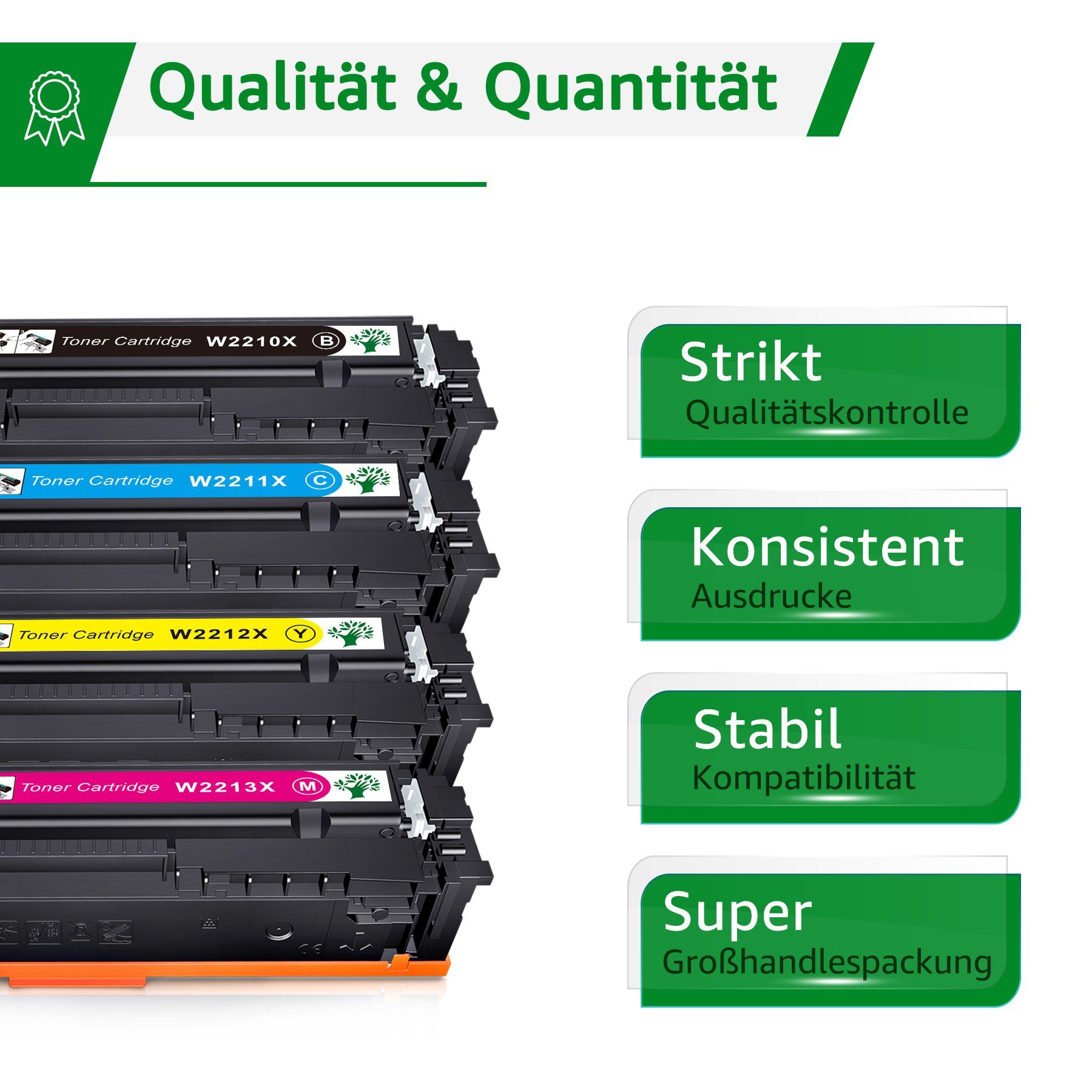 X Tonerkartusche (Color HP 4-St) MFP, Pro Drucker, M255nw für M255dw Pro Greensky 207X 207 Color Laserjet Laserjet