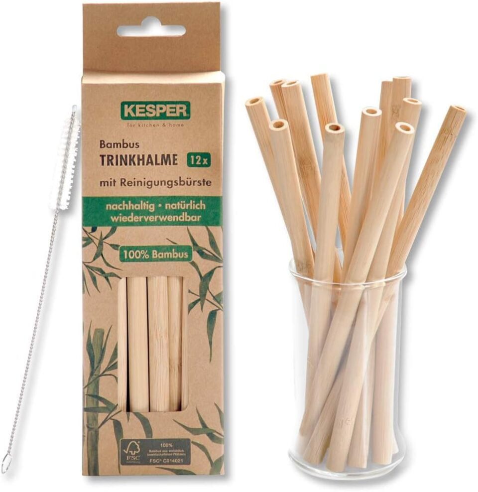 Trinkhalme Trinkhalme 59200 aus FSC-zertifiziertem Bambus, 20 cm, 12er Pack