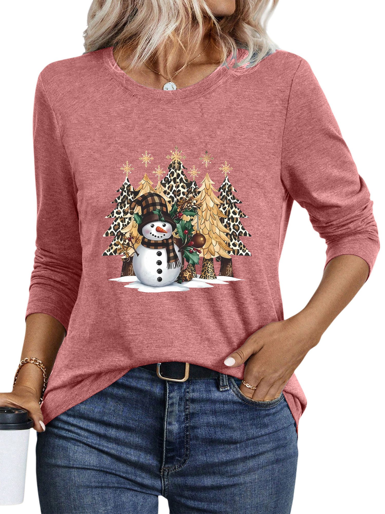 PYLIKE Print-Shirt Damen Langarm mit Weihnachten günstig online kaufen