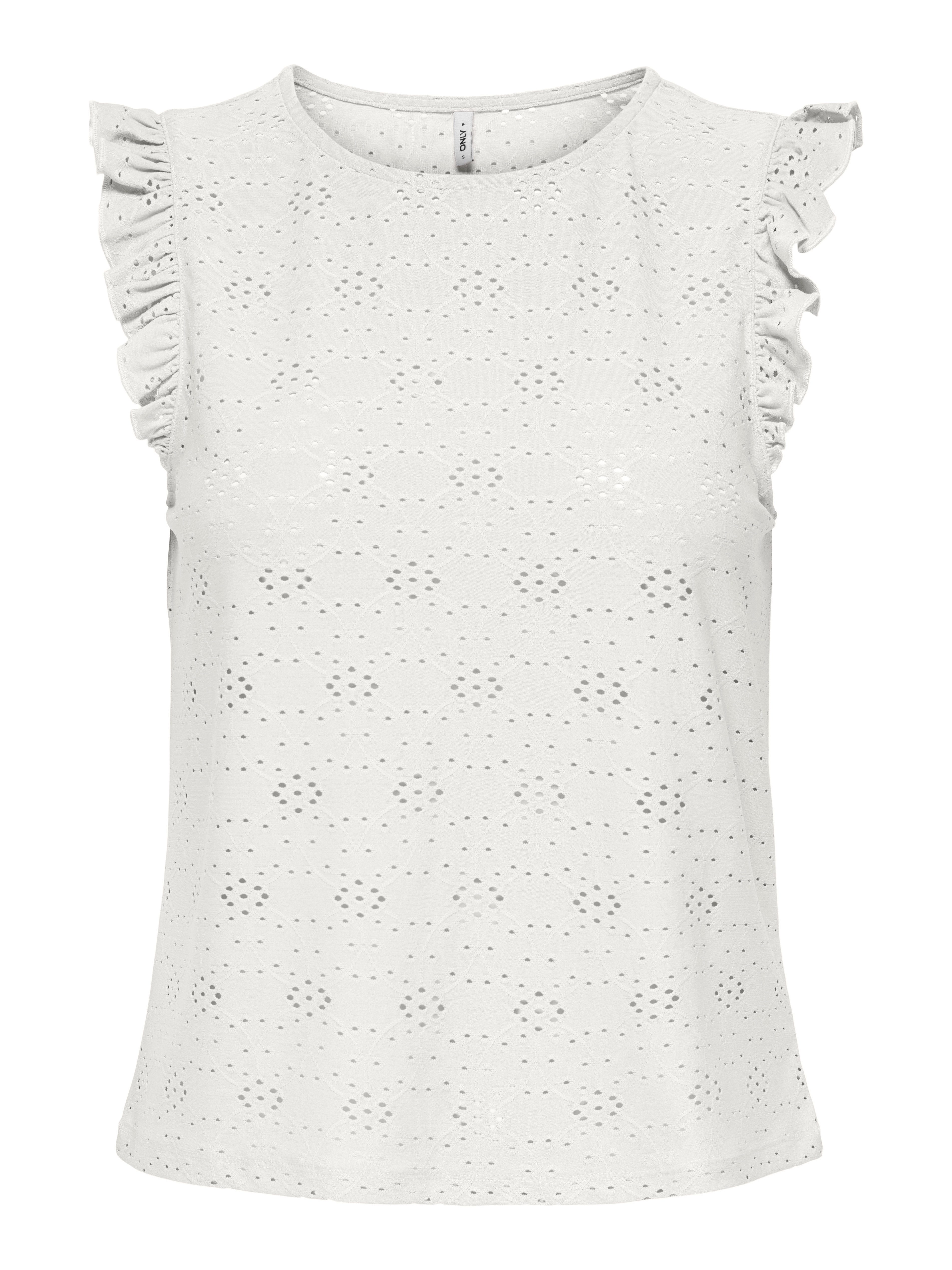 ONLY Shirttop ONLSMILLA S/L FRILL TOP JRS Materialmix, regular fit, Rundhals
