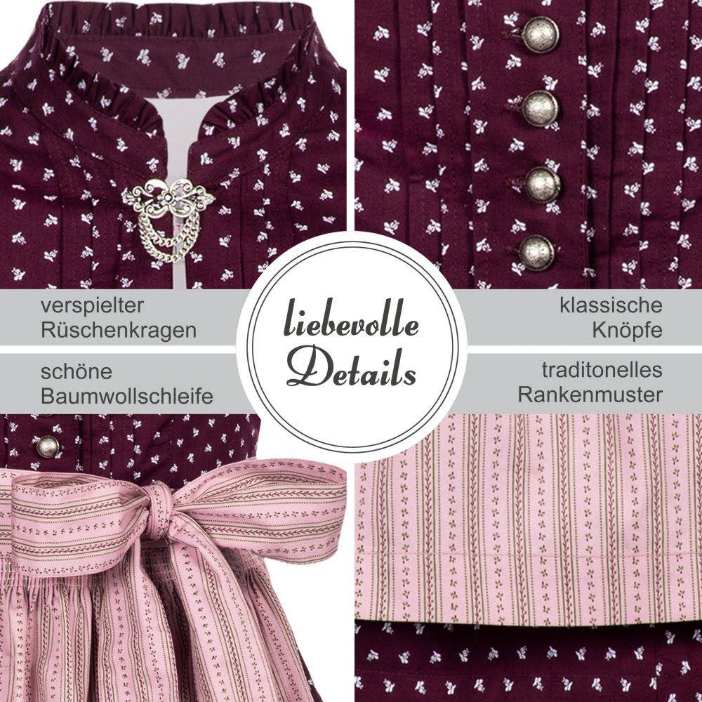 Damen Kleider Nübler Trachtenkleid Dirndl midi Odilia in Weinrot von Nübler Größe 32