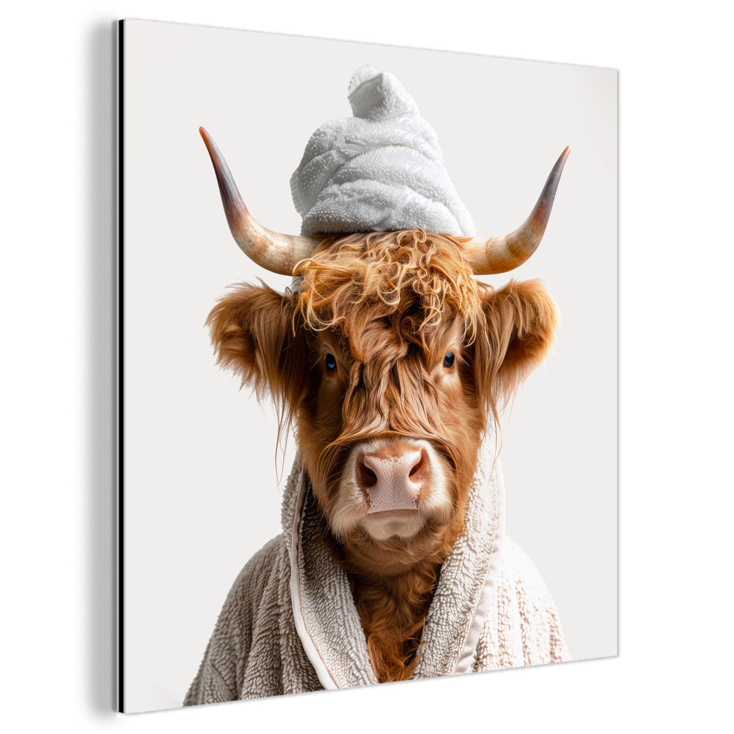 MuchoWow Metallbild Schottischer Highlander - Bademantel günstig online kaufen