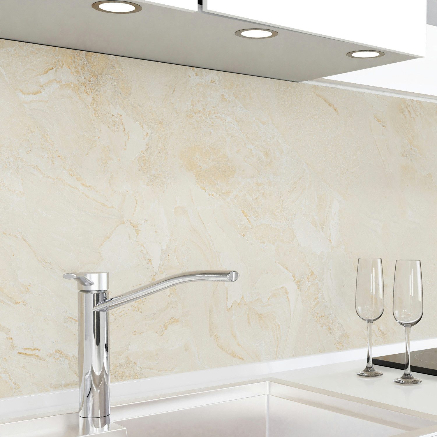 danario Küchenrückwand Folie selbstklebend - Matt - Spritzschutz Küche - versteift & robust