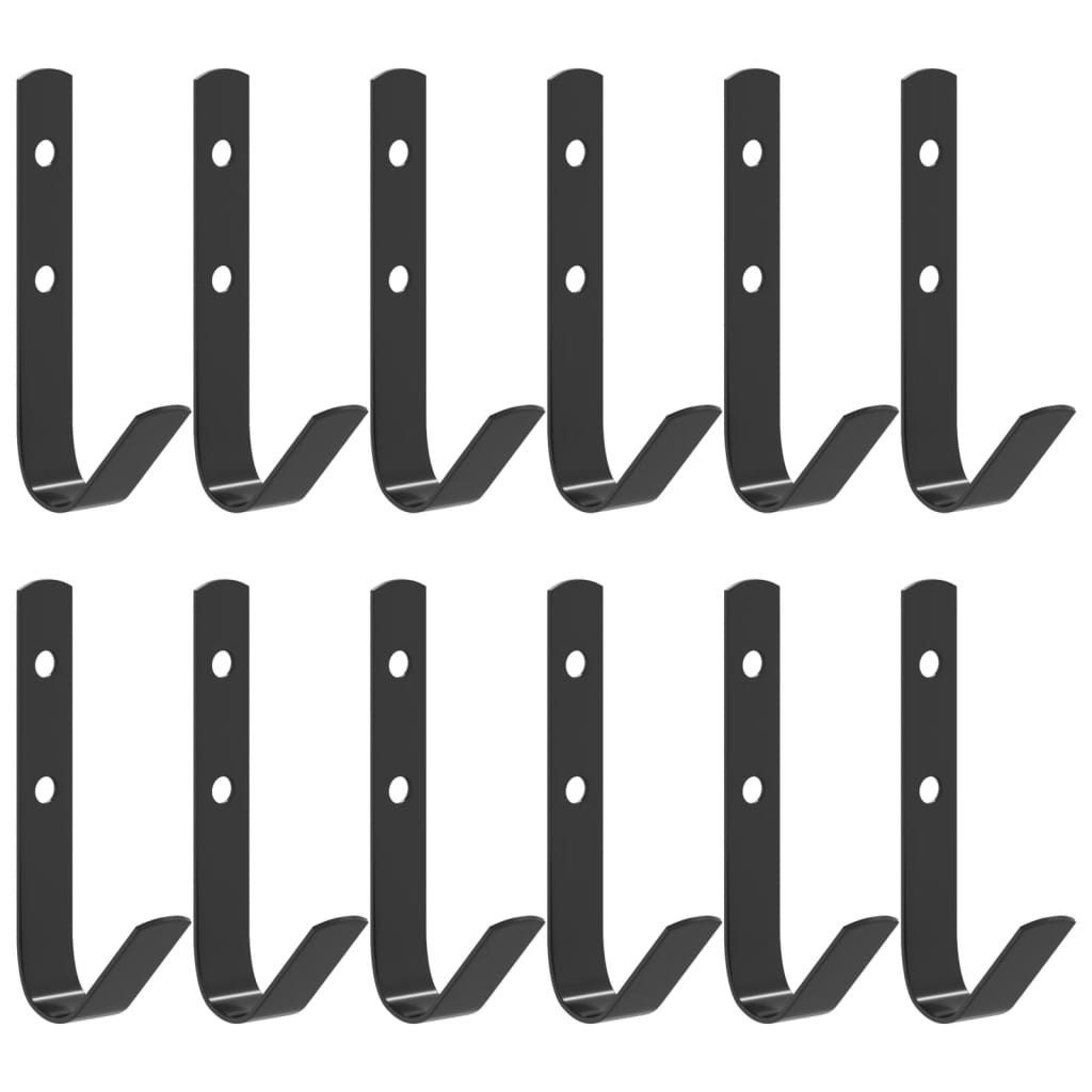 Wanderreitsattel Wandhaken J-Form 12 Stk Schwarz Stahl